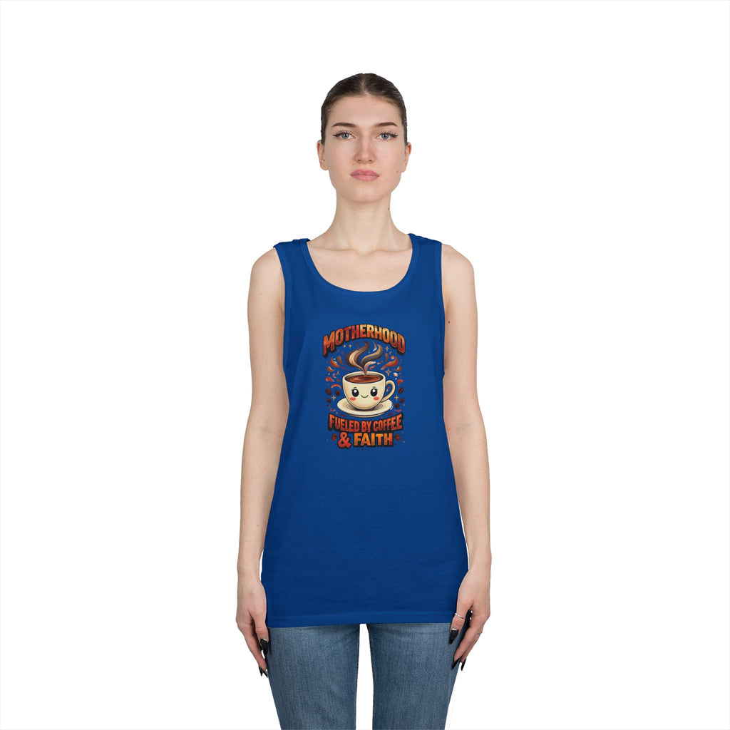 Motherhood Fueled by Coffee & Faith Gildan Tank Top | Christian Mom Shirt | Coffee Lover Mother’s Day Gift