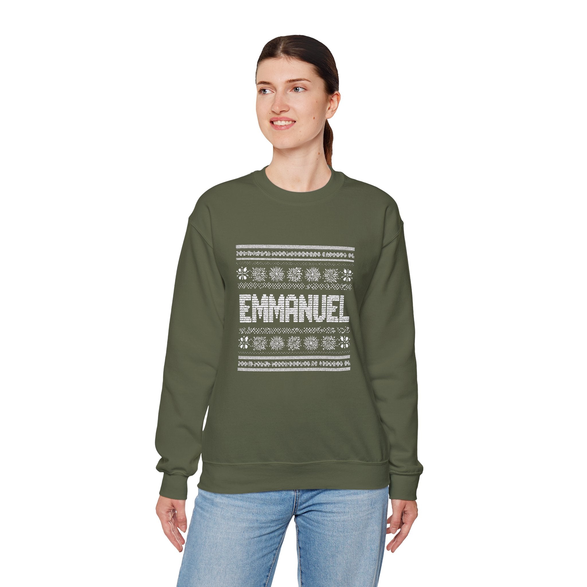 Emmanuel Gildan Unisex Christmas Crewneck Sweatshirt |Christian Holiday Gift