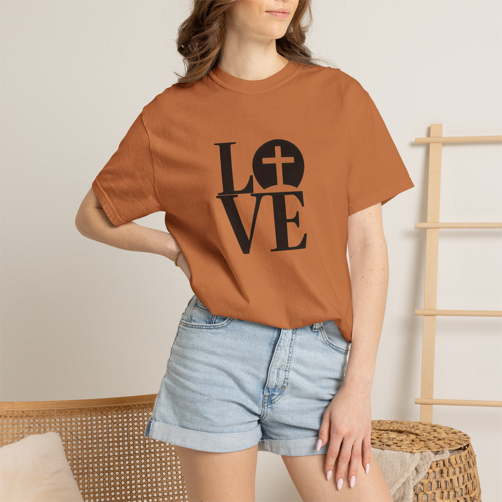 LOVE Cross Christian T-Shirt | Comfort Colors Faith-Based Unisex Tee (S–4XL) | Jesus is Love Shirt