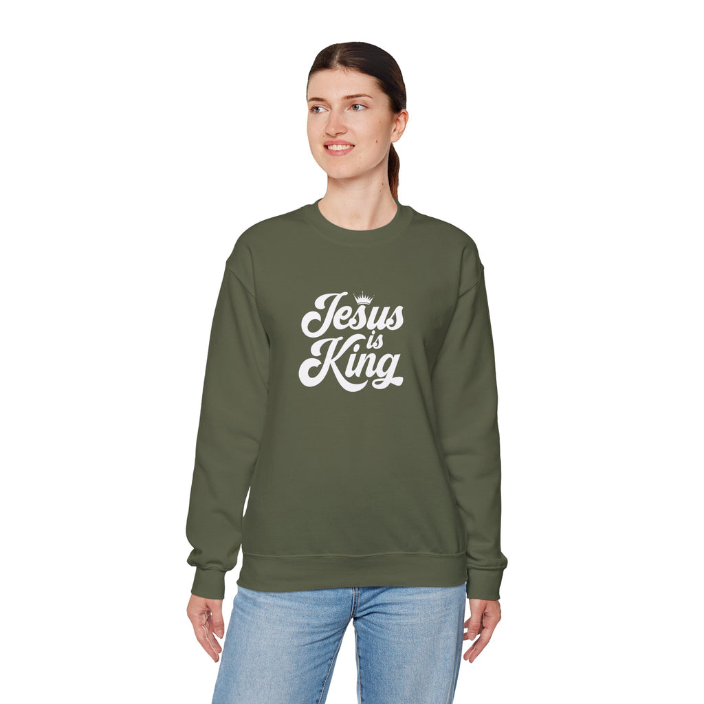 Jesus Is King Christian Gildan Unisex Crewneck Sweatshirt | Faith Apparel |  Religious Gift