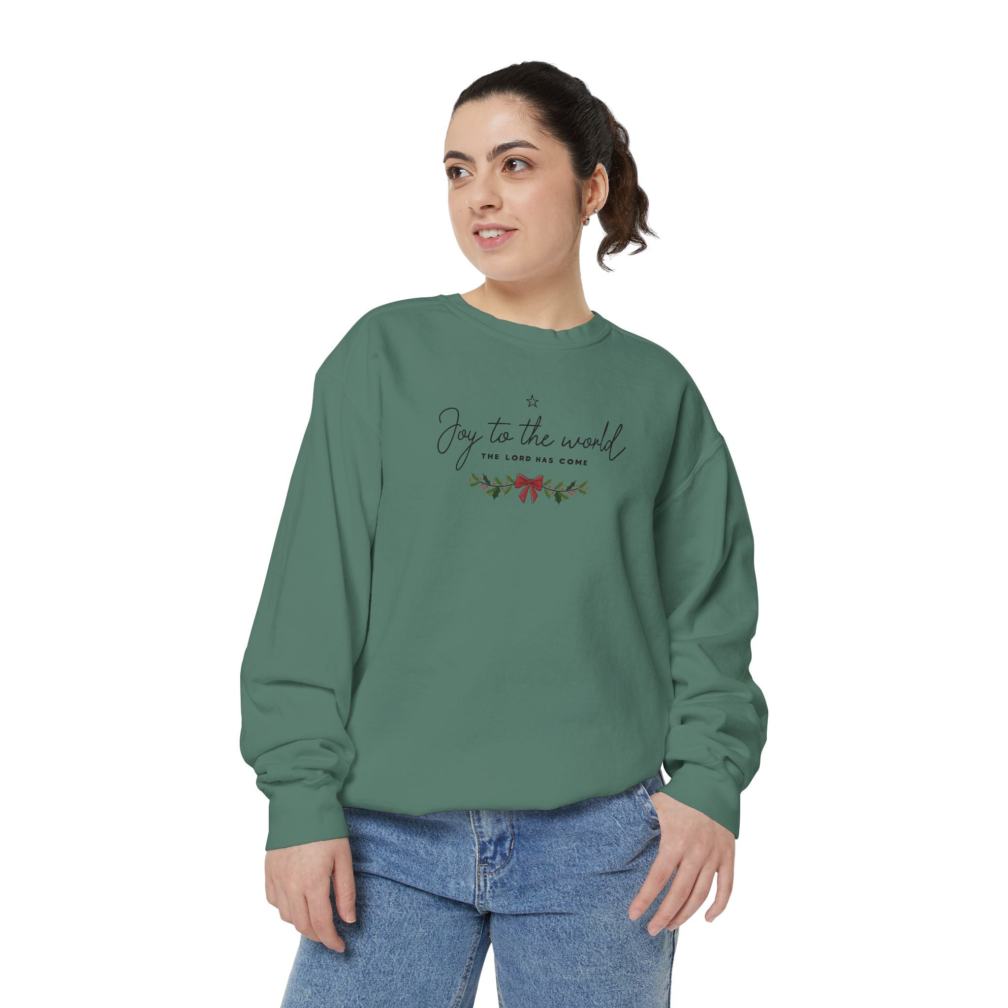 Joy to the World Comfort Colors Unisex Sweatshirt | Cozy Holiday Gift, Casual Fashion, Christmas Apparel, Festive Sweater, Unisex Holiday Wear