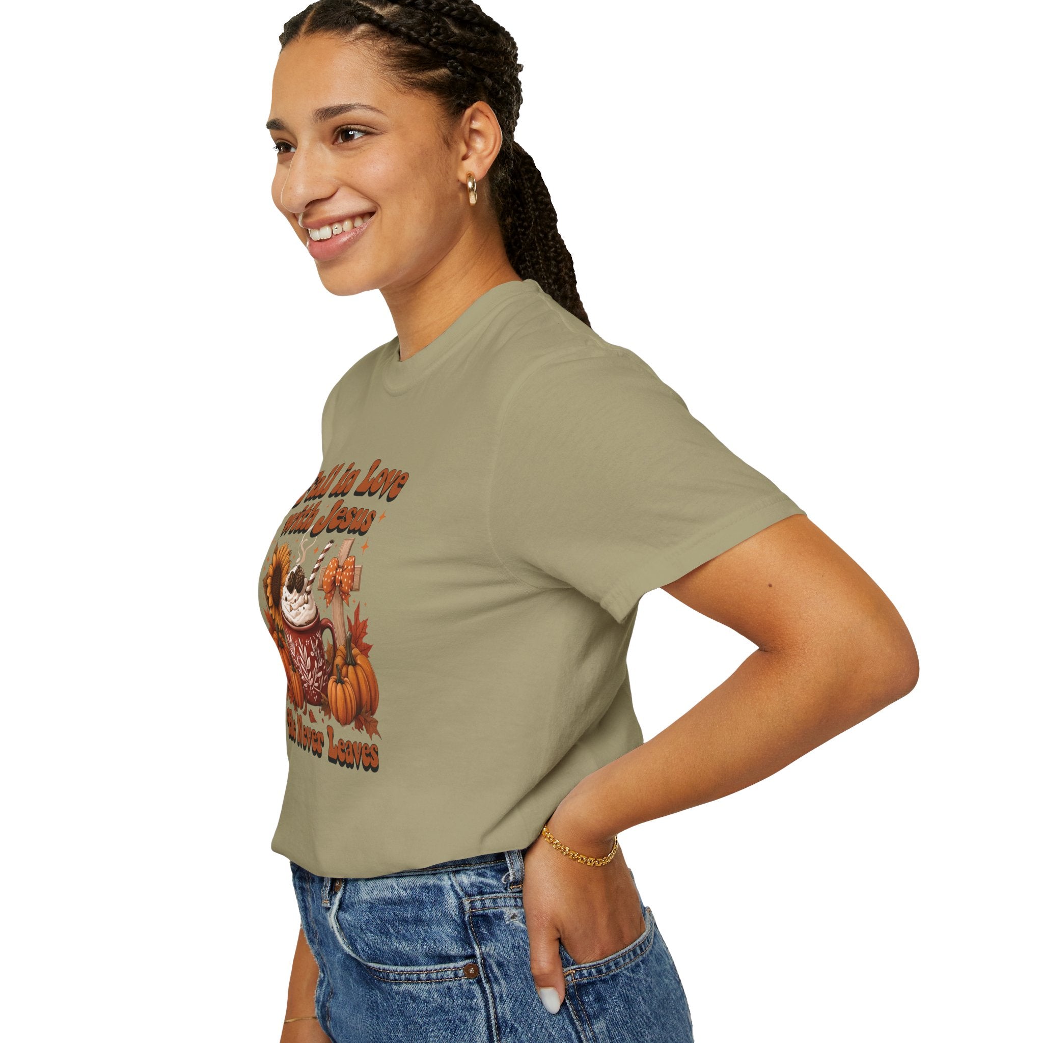 Fall in Love with Jesus Unisex Garment Dyed Comfort Colors T-Shirt | Christian Fall T-Shirt | Faith Based Thanksgiving Tee | Unisex Religious Cotton Top