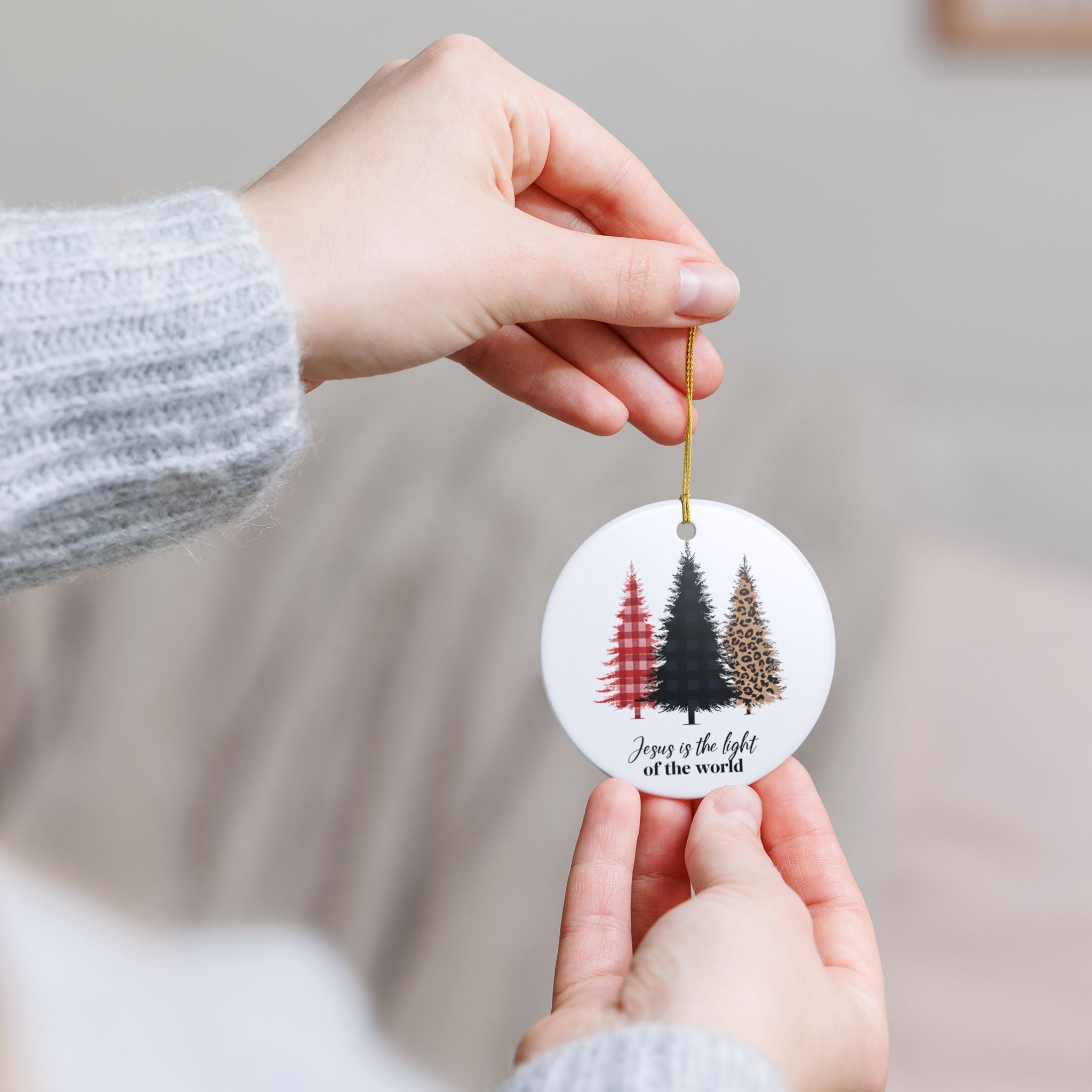 Jesus is the light of the world Christmas Ceramic Ornament | Holiday Tree Décor | Stocking Stuffer