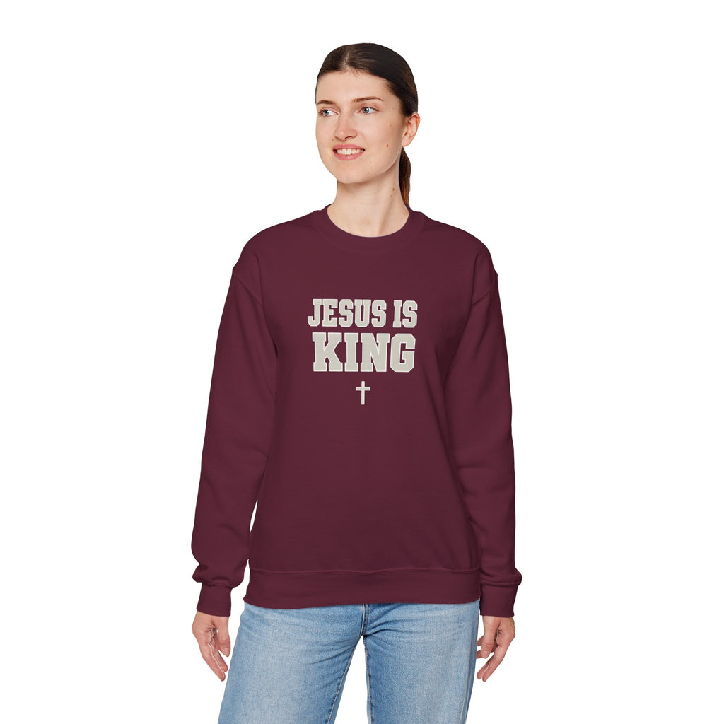 Jesus is King Gildan Unisex Crewneck Sweatshirt | Christian Apparel | Inspirational Gift | Cozy Everyday Wear