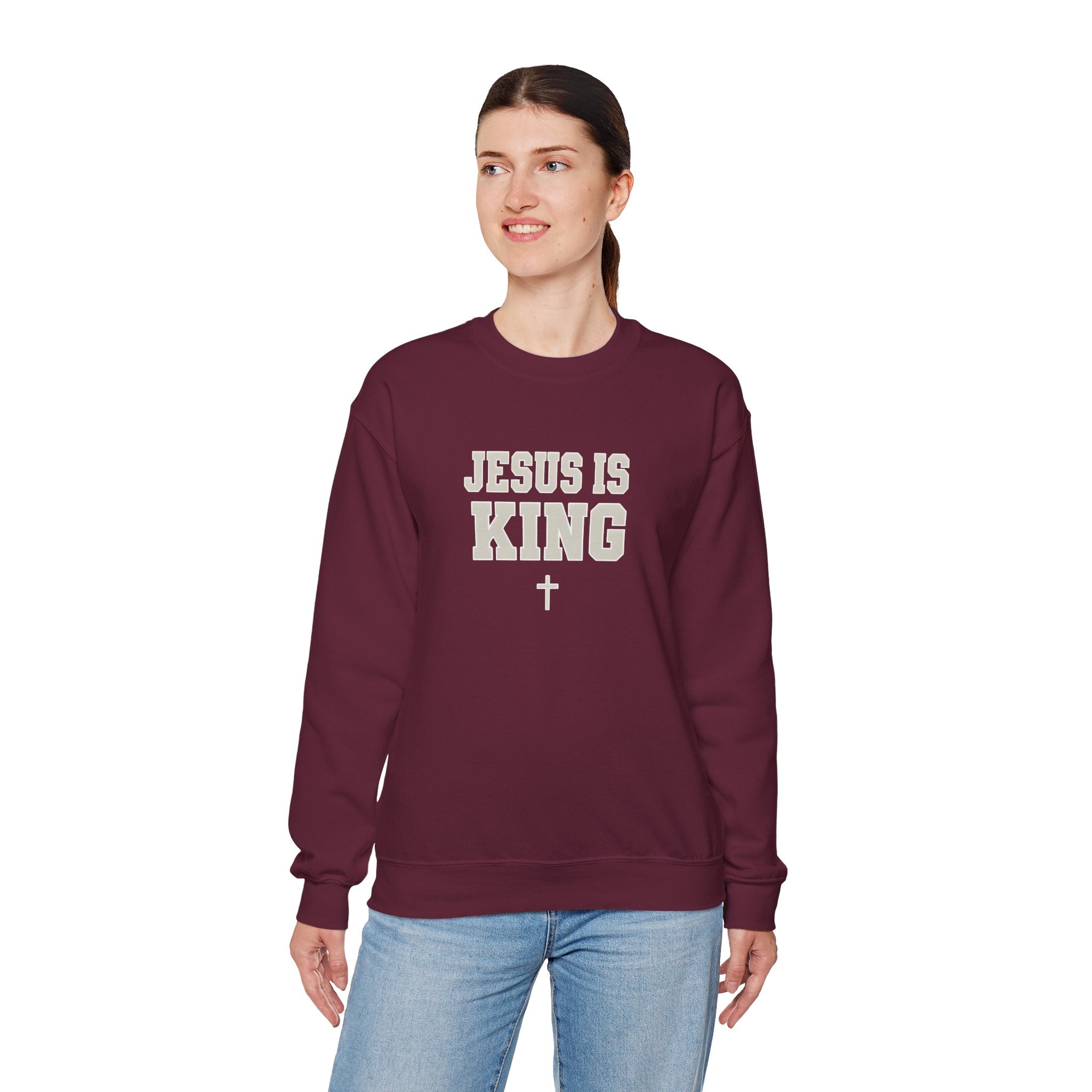 Jesus is King Gildan Unisex Crewneck Sweatshirt | Christian Apparel | Inspirational Gift | Cozy Everyday Wear
