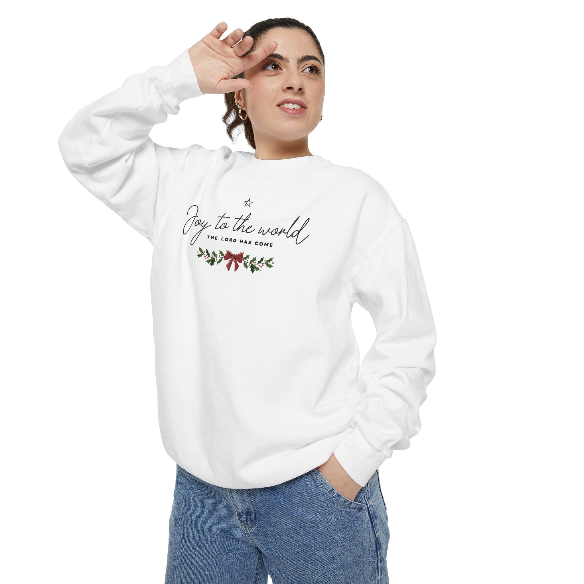 Joy to the World Comfort Colors Unisex Sweatshirt | Cozy Holiday Gift, Casual Fashion, Christmas Apparel, Festive Sweater, Unisex Holiday Wear