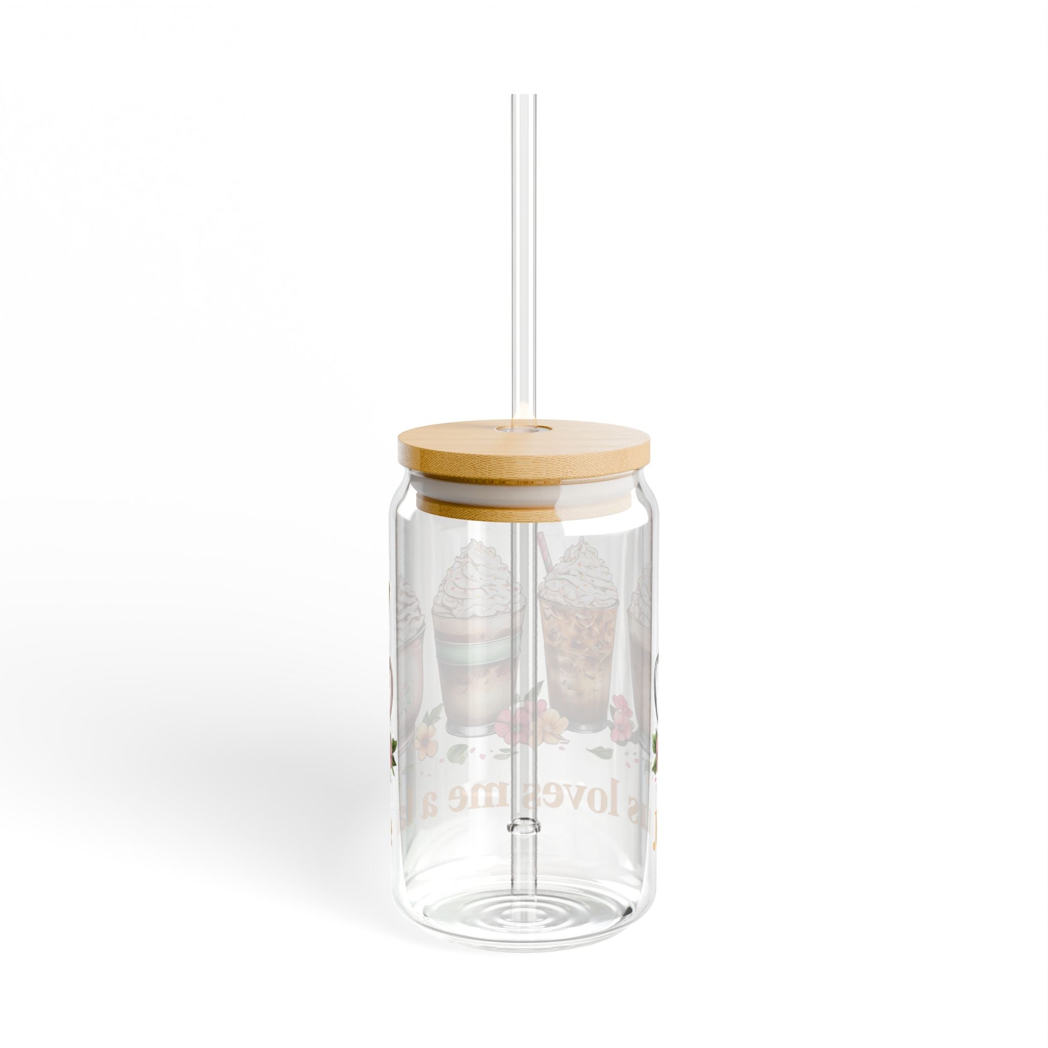 Jesus Loves Me a Latte Glass Cup | Christian Iced Coffee Cup with Lid & Straw | 16oz Faith Gift