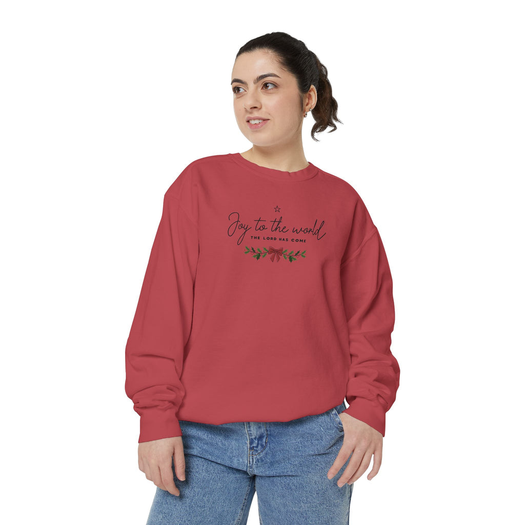 Joy to the World Comfort Colors Unisex Sweatshirt | Cozy Holiday Gift, Casual Fashion, Christmas Apparel, Festive Sweater, Unisex Holiday Wear