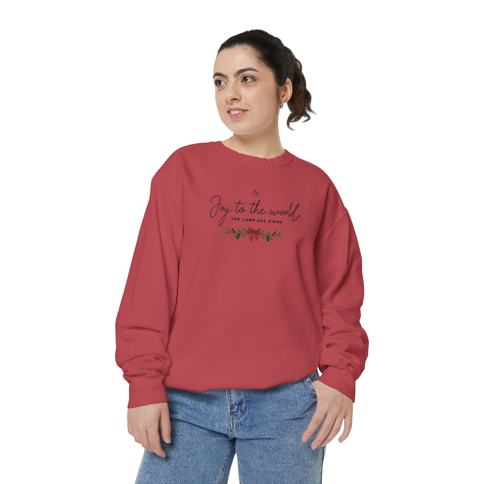Joy to the World Comfort Colors Unisex Sweatshirt | Cozy Holiday Gift, Casual Fashion, Christmas Apparel, Festive Sweater, Unisex Holiday Wear