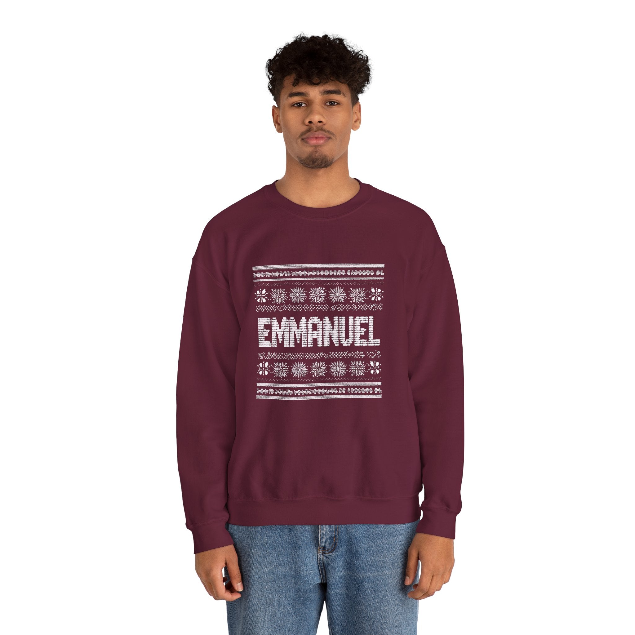 Emmanuel Gildan Unisex Christmas Crewneck Sweatshirt |Christian Holiday Gift