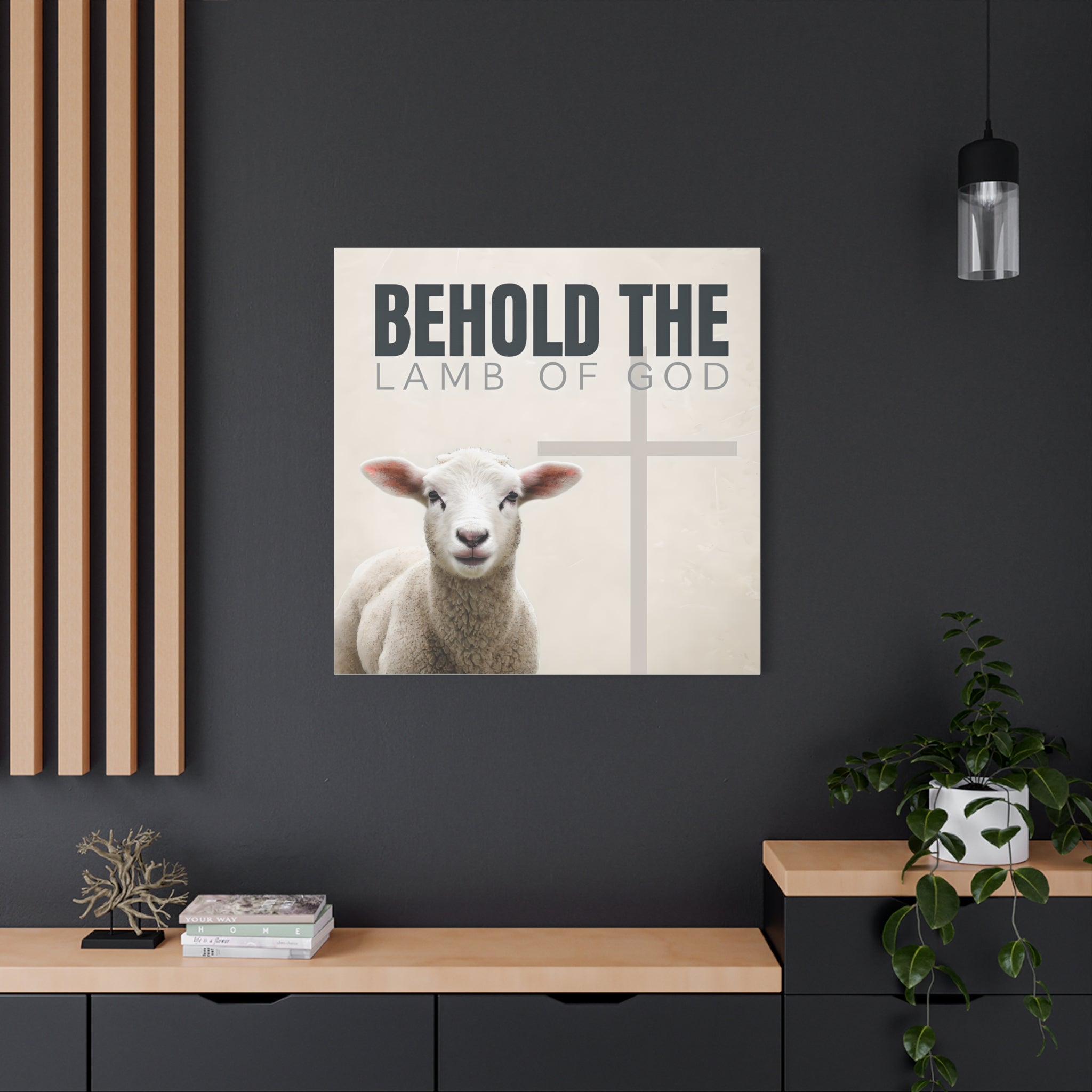 Behold the Lamb of God Canvas – Christian Wall Art with Lamb & Cross Design (Multiple Sizes)