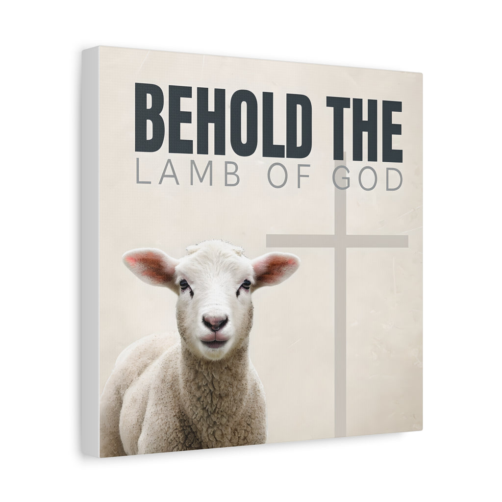 Behold the Lamb of God Canvas – Christian Wall Art with Lamb & Cross Design (Multiple Sizes)