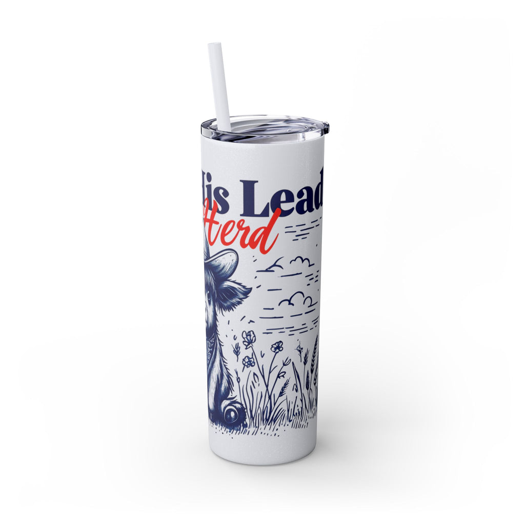 Follow His Lead, Not the Herd, 20 oz Insulated Skinny Tumbler | Stainless Steel Travel Cup | Christian Drinkware | Highland Cow