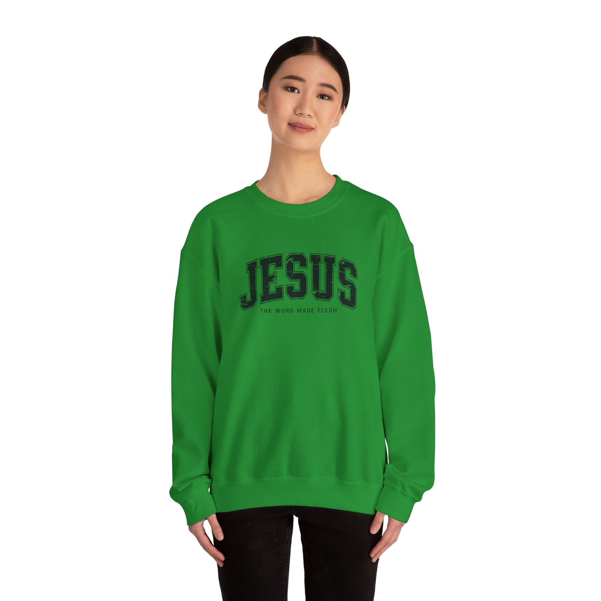Jesus the Word Made Flesh Gildan Crewneck Sweatshirt | Christian Unisex Sweatshirt | Faith Apparel | Religious Gift