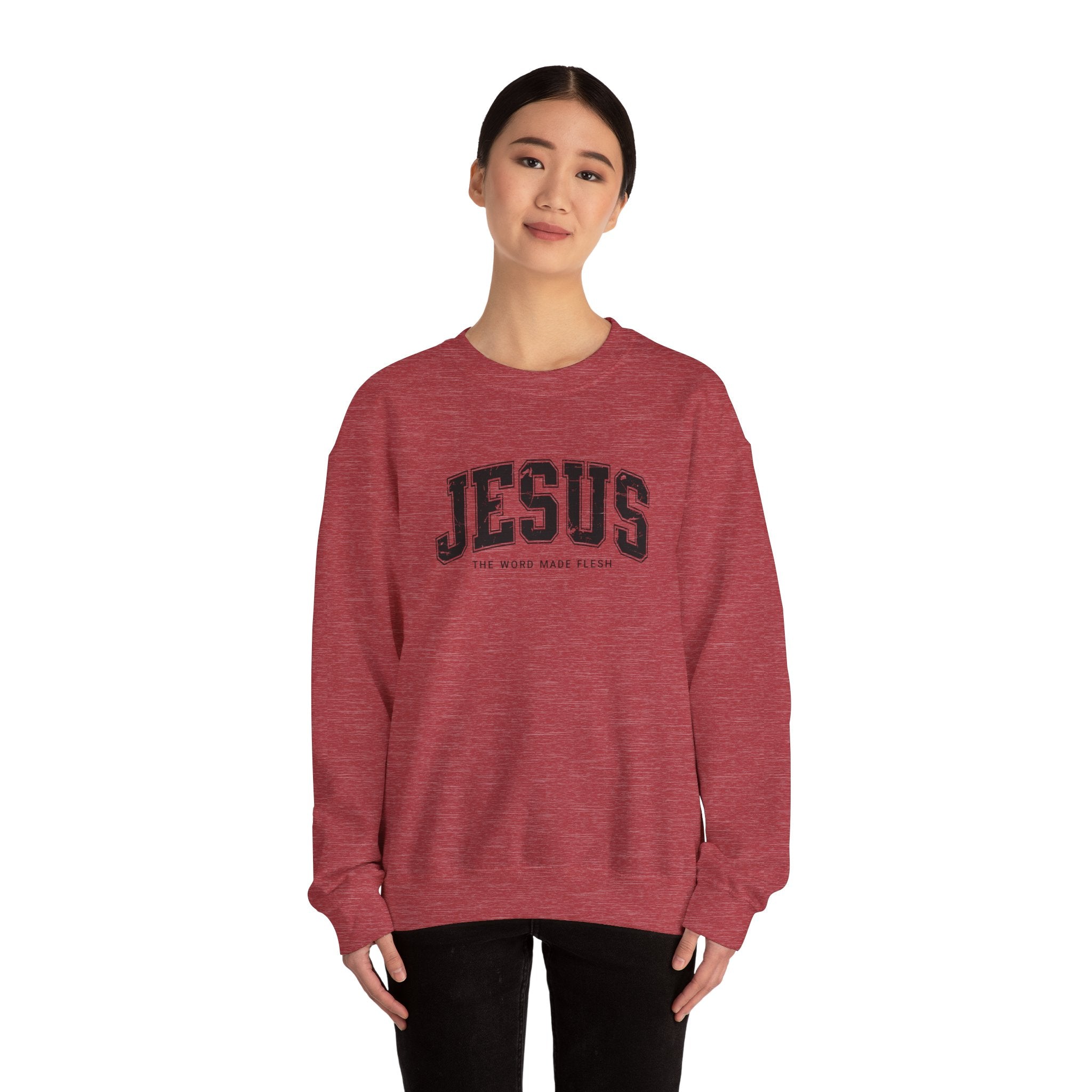 Jesus the Word Made Flesh Gildan Crewneck Sweatshirt | Christian Unisex Sweatshirt | Faith Apparel | Religious Gift