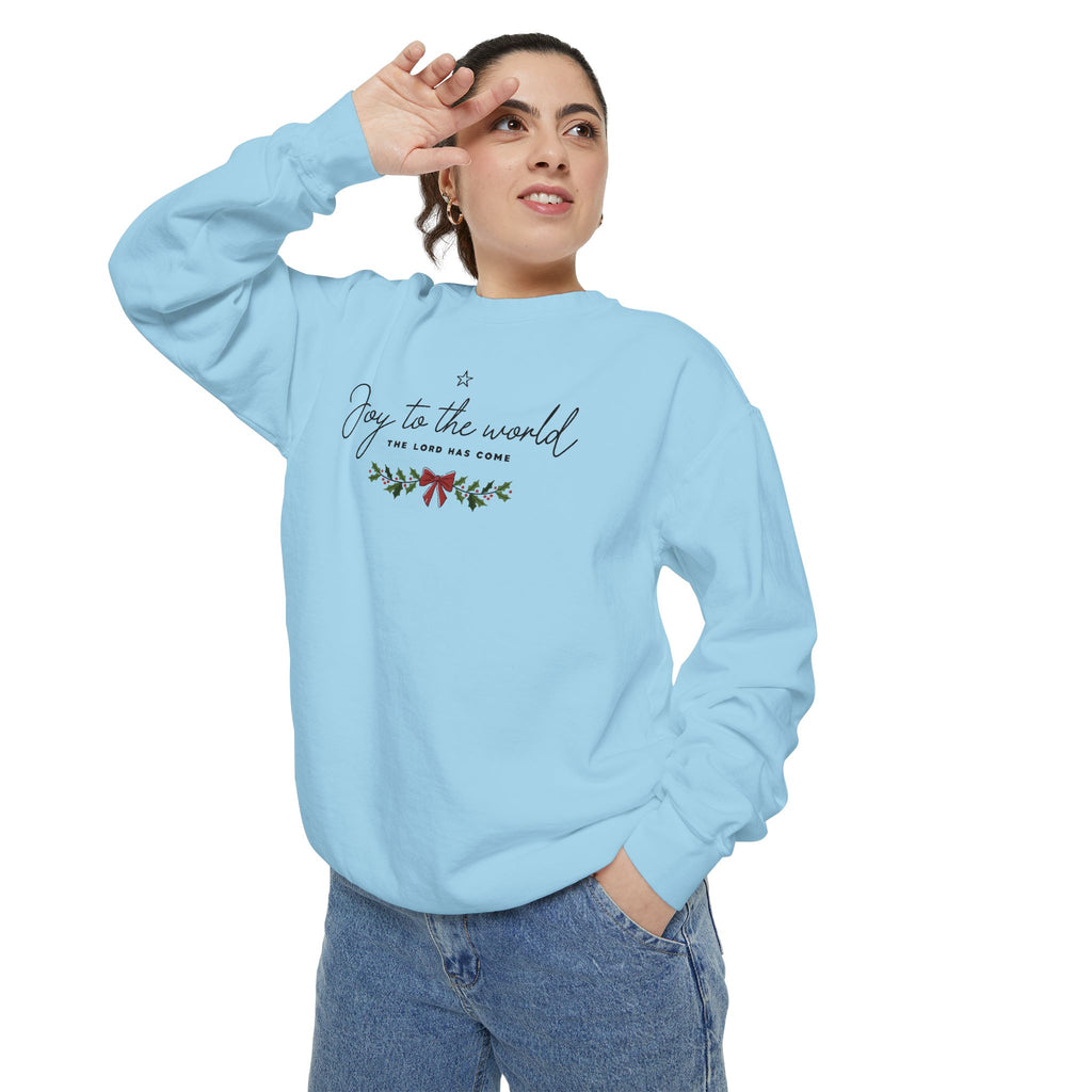 Joy to the World Comfort Colors Unisex Sweatshirt | Cozy Holiday Gift, Casual Fashion, Christmas Apparel, Festive Sweater, Unisex Holiday Wear
