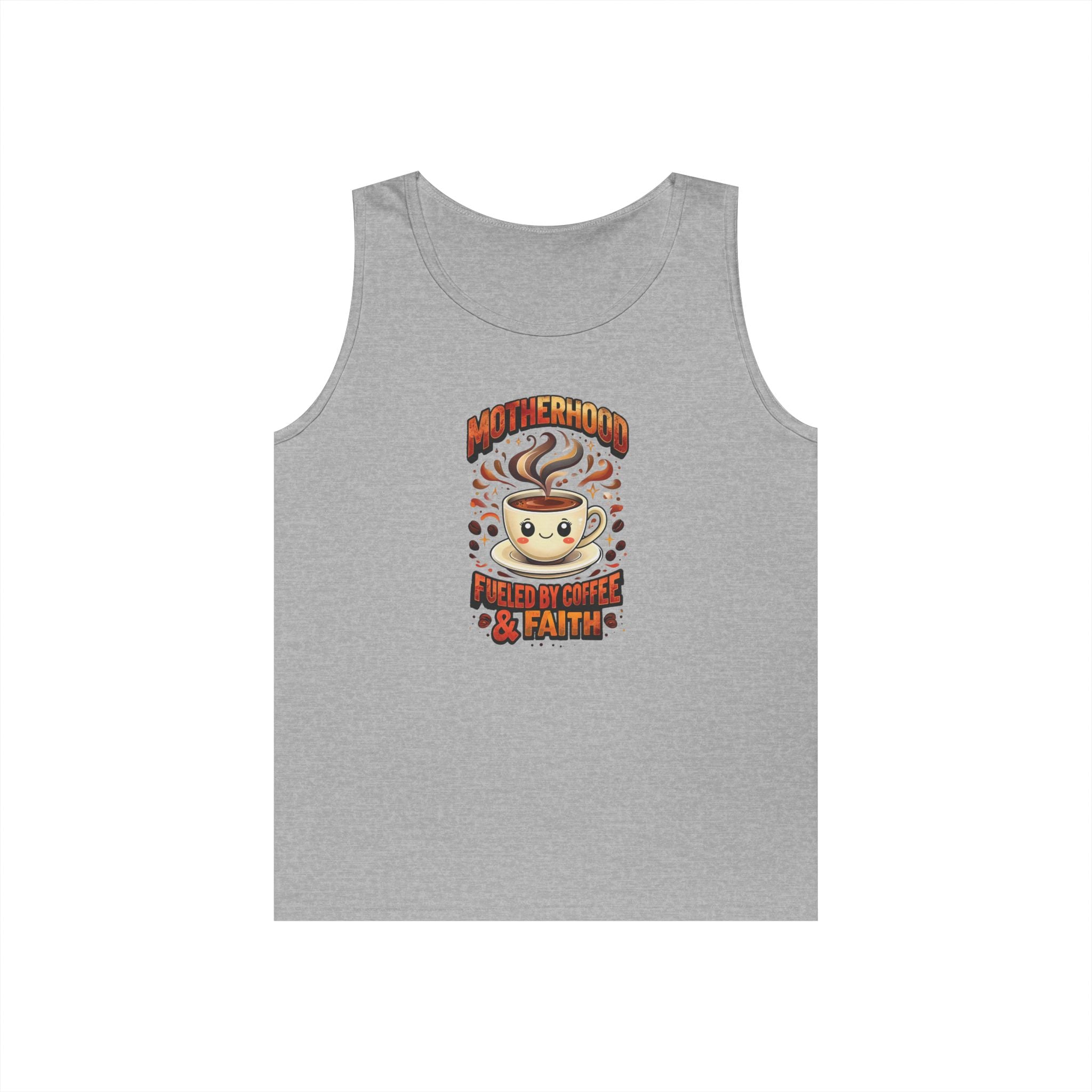 Motherhood Fueled by Coffee & Faith Gildan Tank Top | Christian Mom Shirt | Coffee Lover Mother’s Day Gift