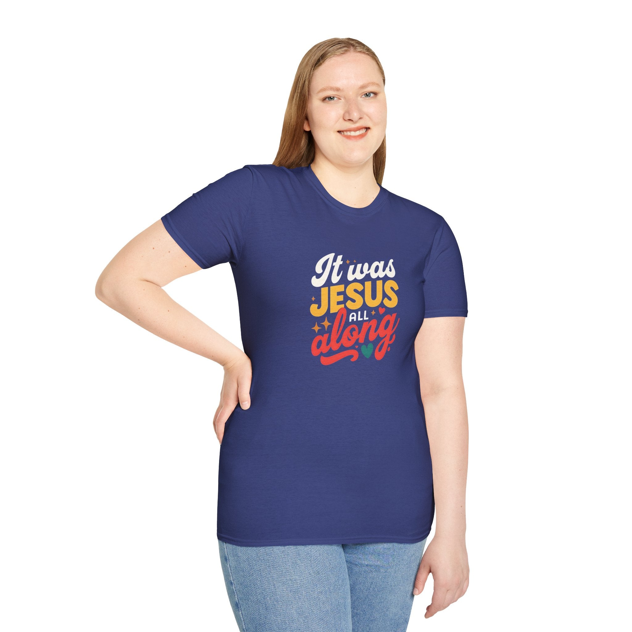 It Was Jesus All Along Gildan T-Shirt – Christian Faith Graphic Tee – Unisex Religious Shirt – Inspirational Jesus Quote – Gift for Believers
