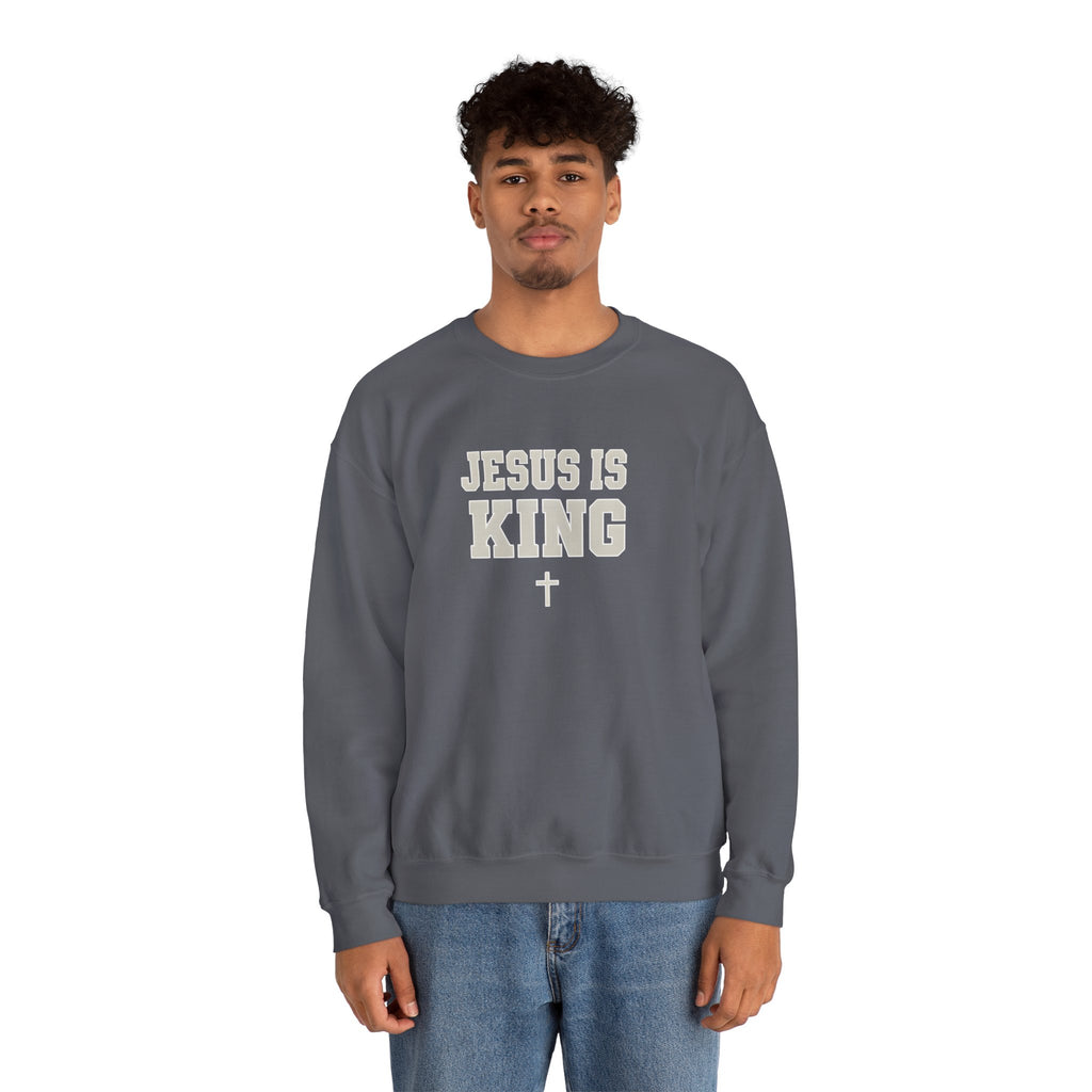 Jesus is King Gildan Unisex Crewneck Sweatshirt | Christian Apparel | Inspirational Gift | Cozy Everyday Wear