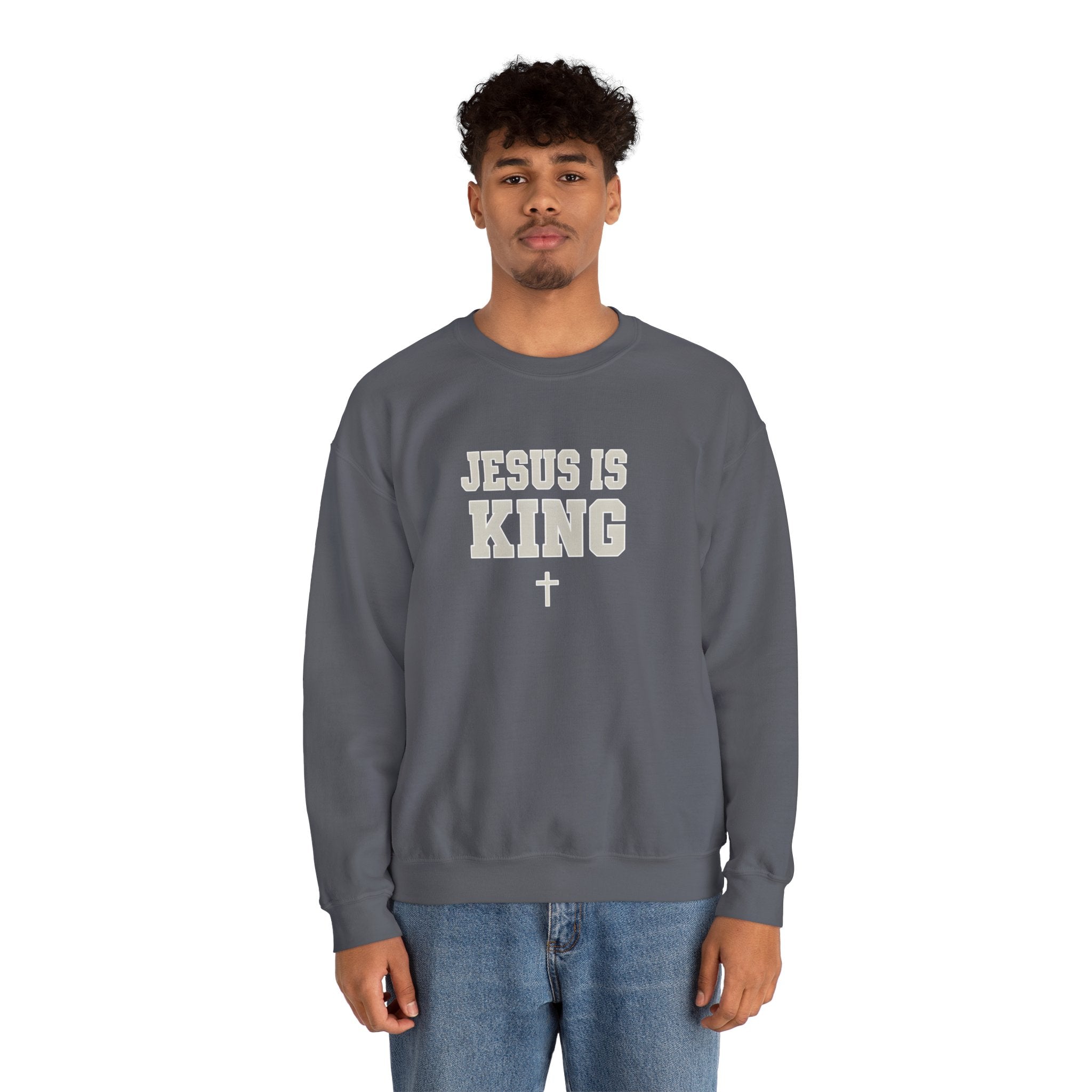 Jesus is King Gildan Unisex Crewneck Sweatshirt | Christian Apparel | Inspirational Gift | Cozy Everyday Wear
