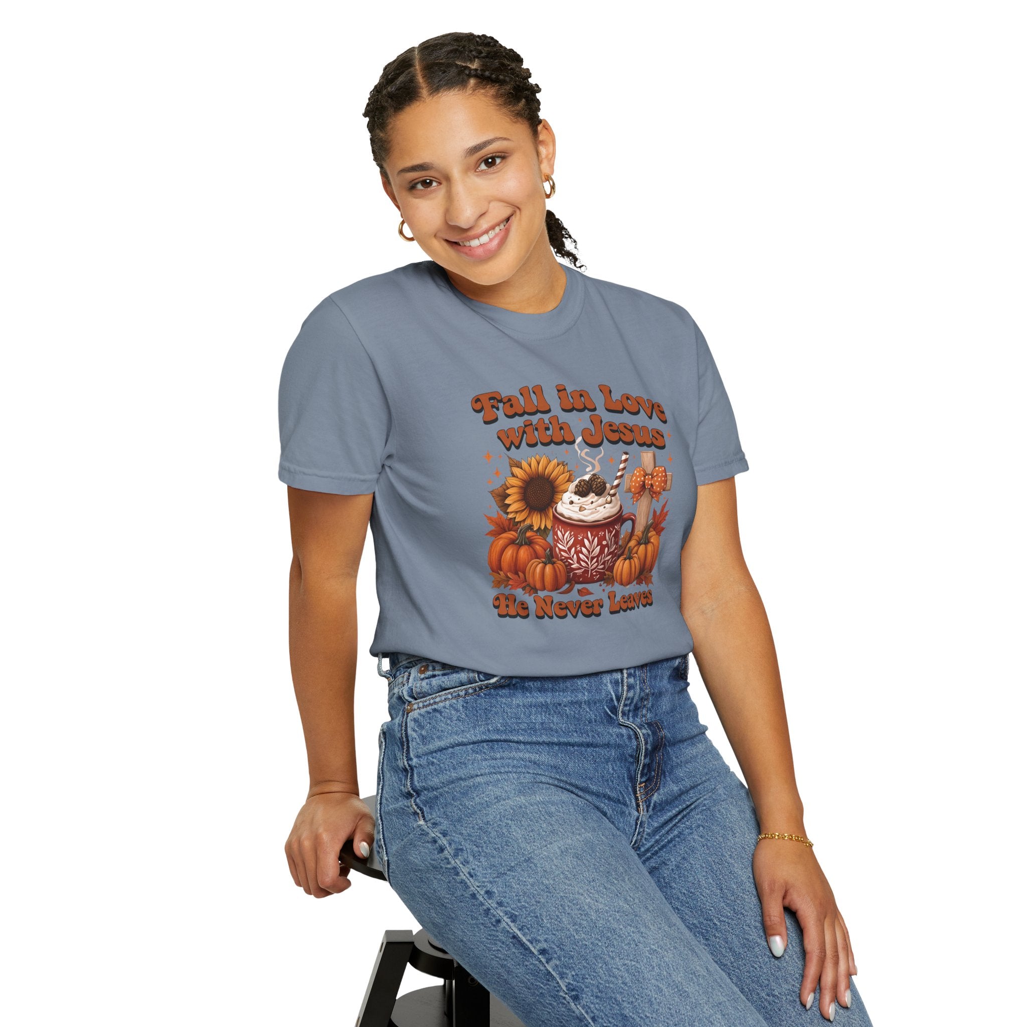 Fall in Love with Jesus Unisex Garment Dyed Comfort Colors T-Shirt | Christian Fall T-Shirt | Faith Based Thanksgiving Tee | Unisex Religious Cotton Top
