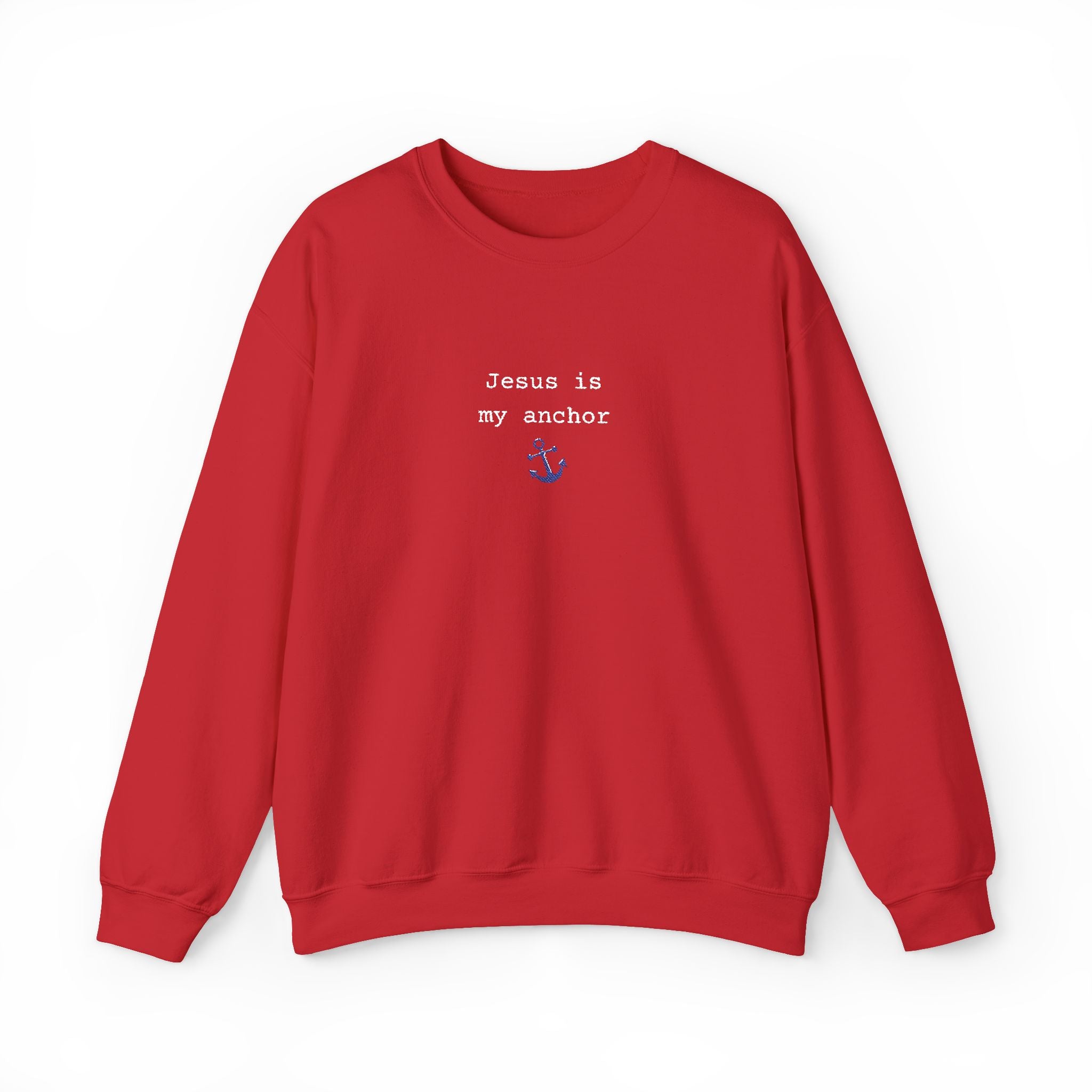 Jesus Is My Anchor Embroidered Gildan Christian Crewneck Unisex Sweatshirt | Religious Gift