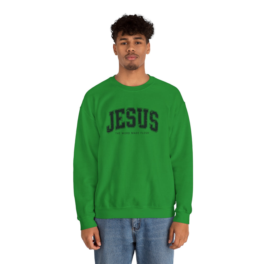 Jesus the Word Made Flesh Gildan Crewneck Sweatshirt | Christian Unisex Sweatshirt | Faith Apparel | Religious Gift