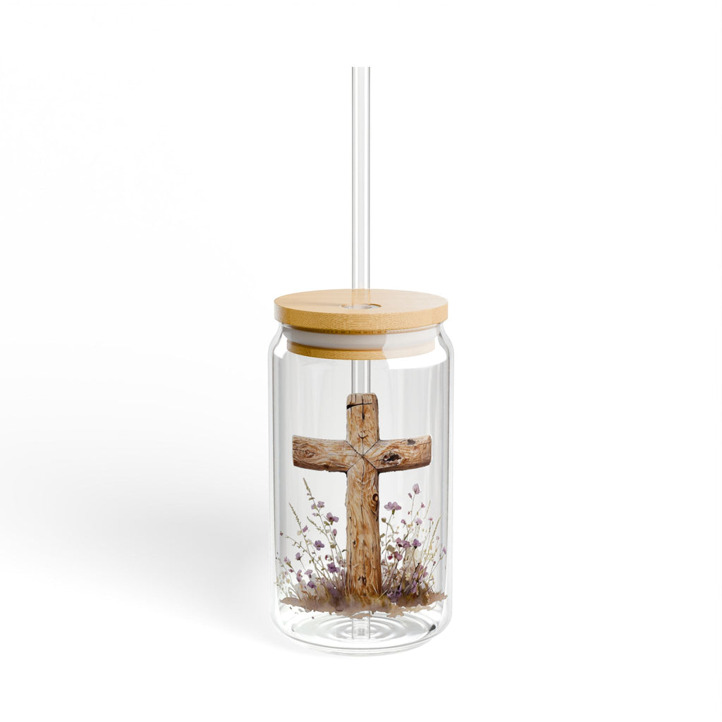 Rustic Cross Sipper Glass | 16oz