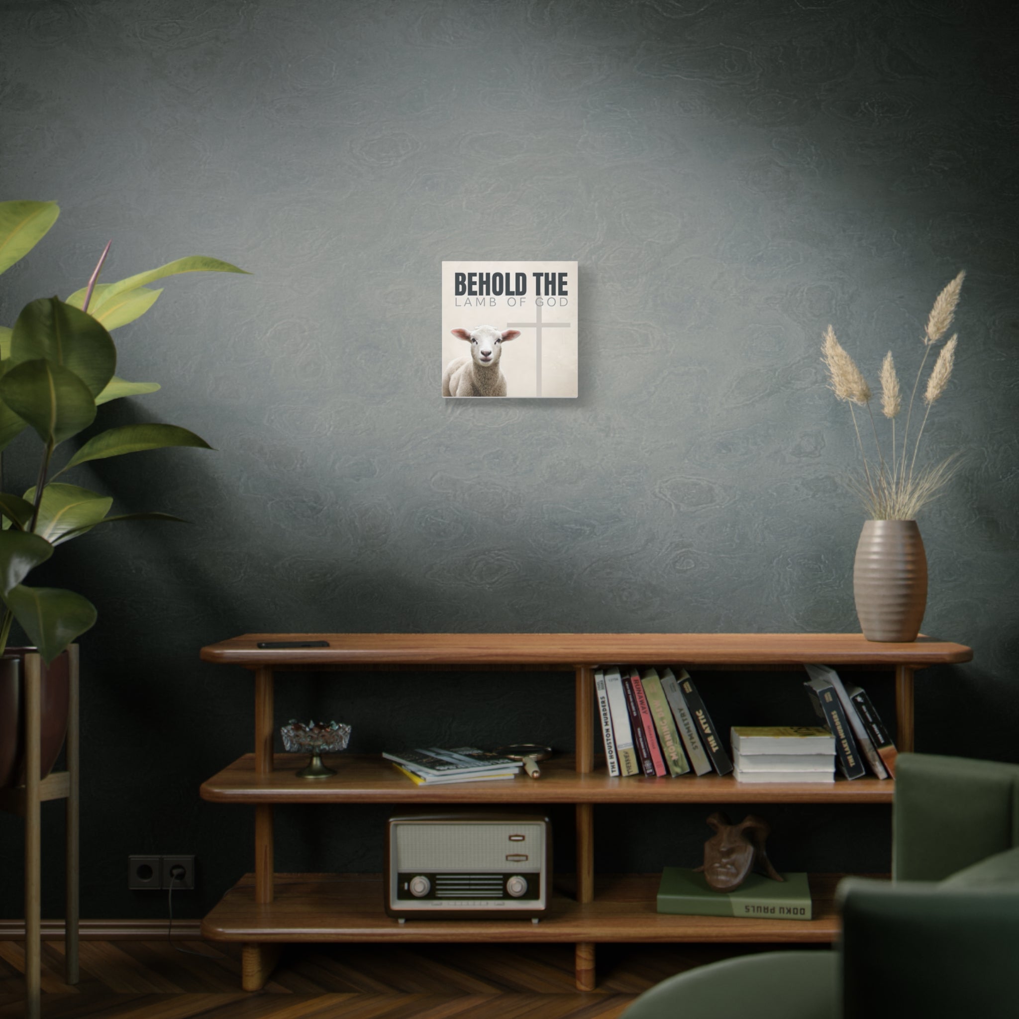 Behold the Lamb of God Canvas – Christian Wall Art with Lamb & Cross Design (Multiple Sizes)