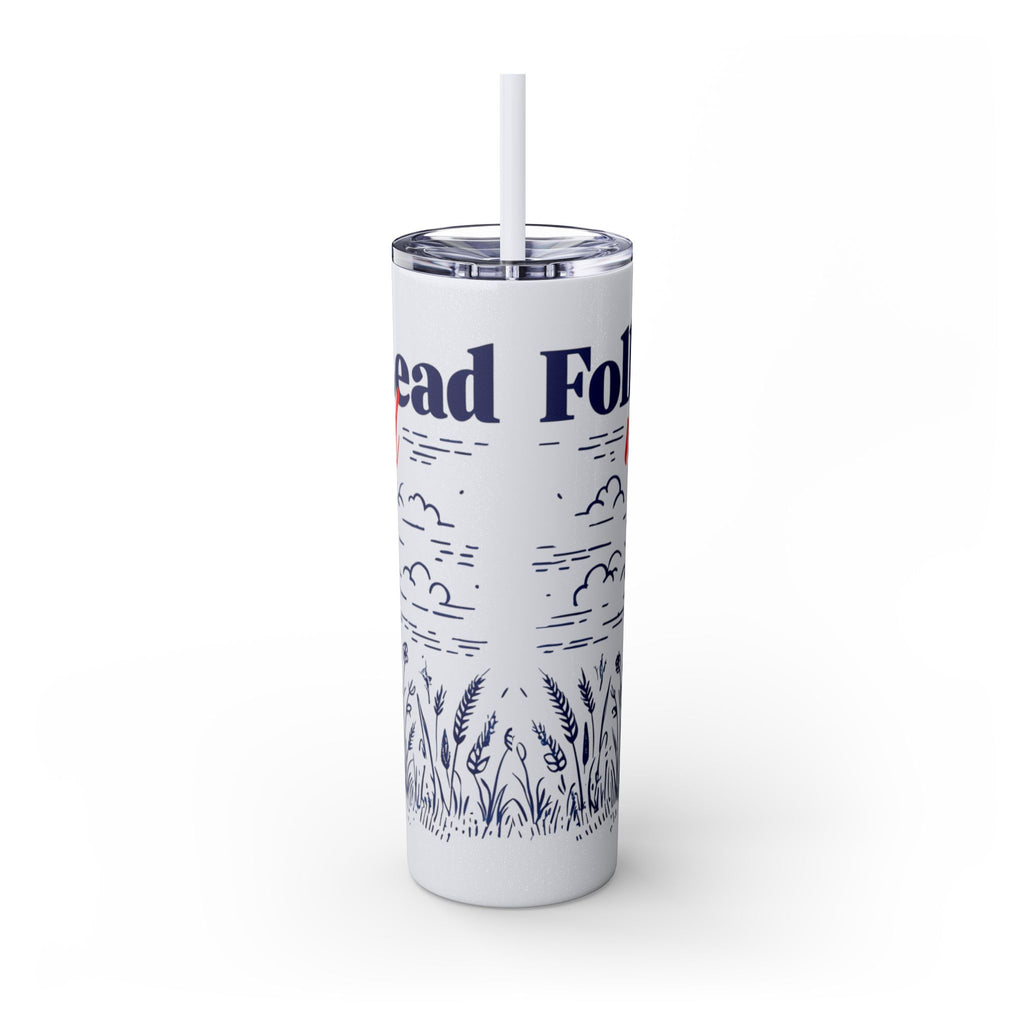 Follow His Lead, Not the Herd, 20 oz Insulated Skinny Tumbler | Stainless Steel Travel Cup | Christian Drinkware | Highland Cow