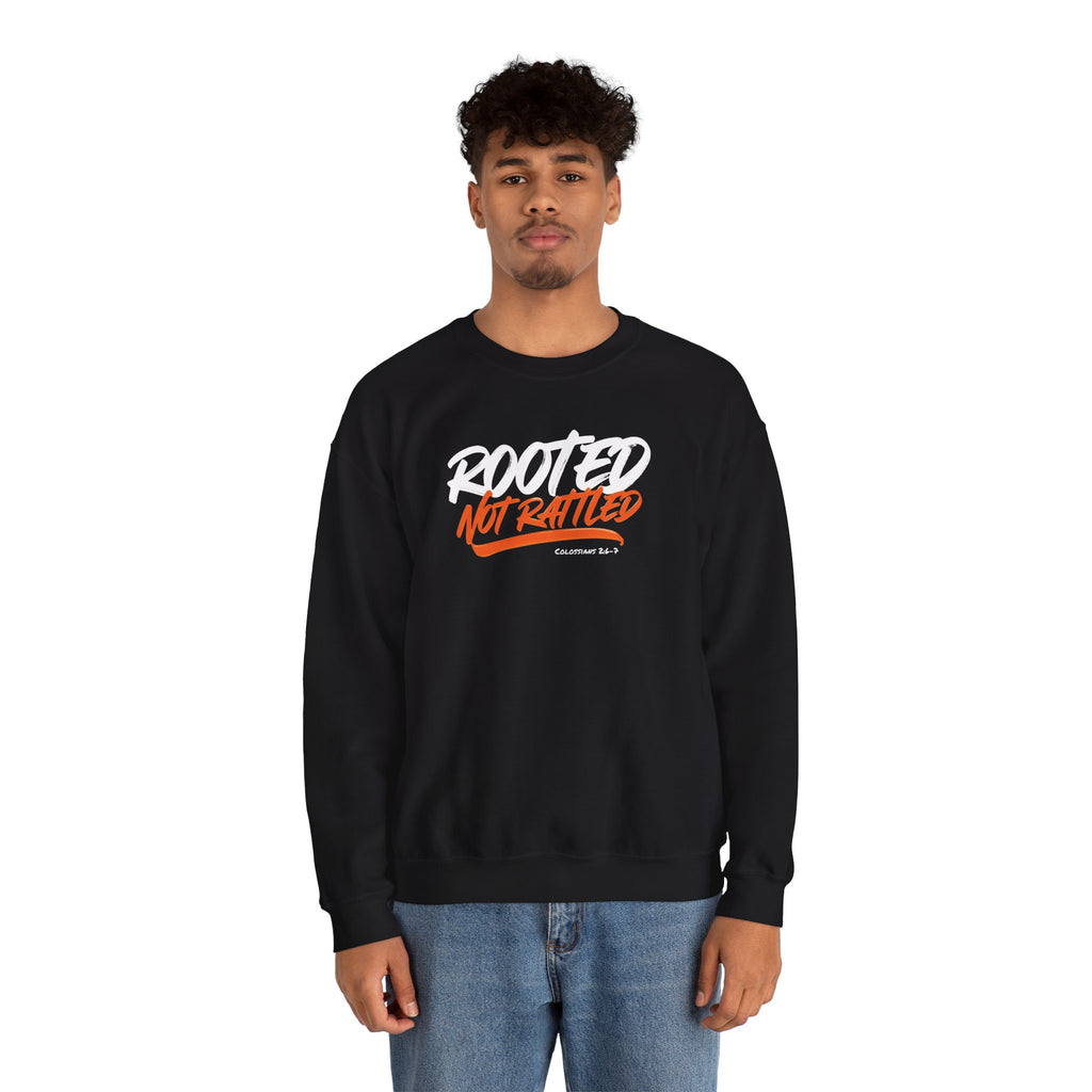 Rooted Not Rattled Gildan Christian Sweatshirt | Unisex Crewneck Pullover | Christian Gift