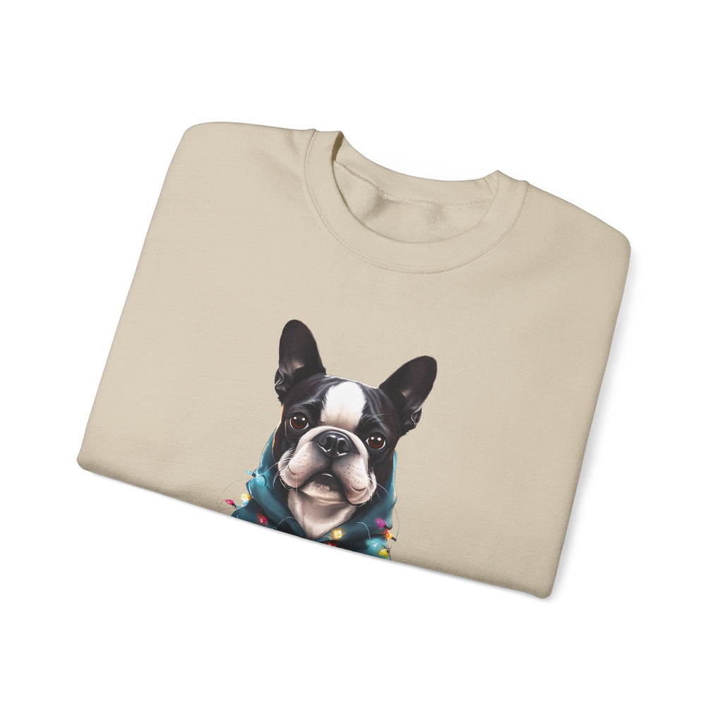 Be the Light Boston Terrier Christmas Gildan Sweatshirt | Christian Unisex Crewneck