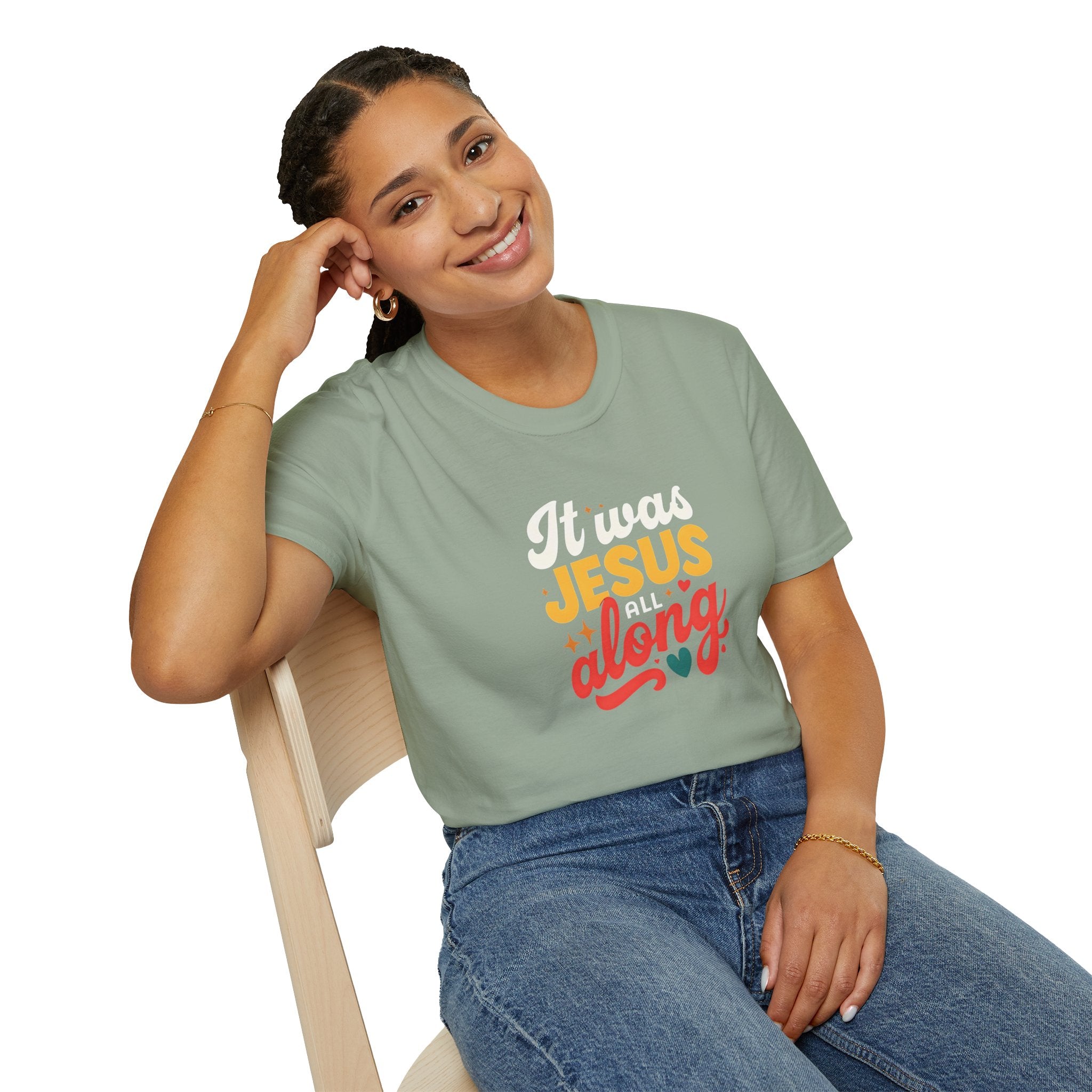 It Was Jesus All Along Gildan T-Shirt – Christian Faith Graphic Tee – Unisex Religious Shirt – Inspirational Jesus Quote – Gift for Believers