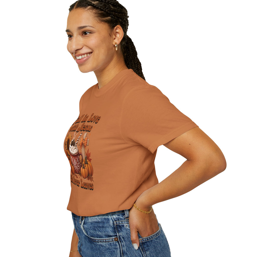 Fall in Love with Jesus Unisex Garment Dyed Comfort Colors T-Shirt | Christian Fall T-Shirt | Faith Based Thanksgiving Tee | Unisex Religious Cotton Top