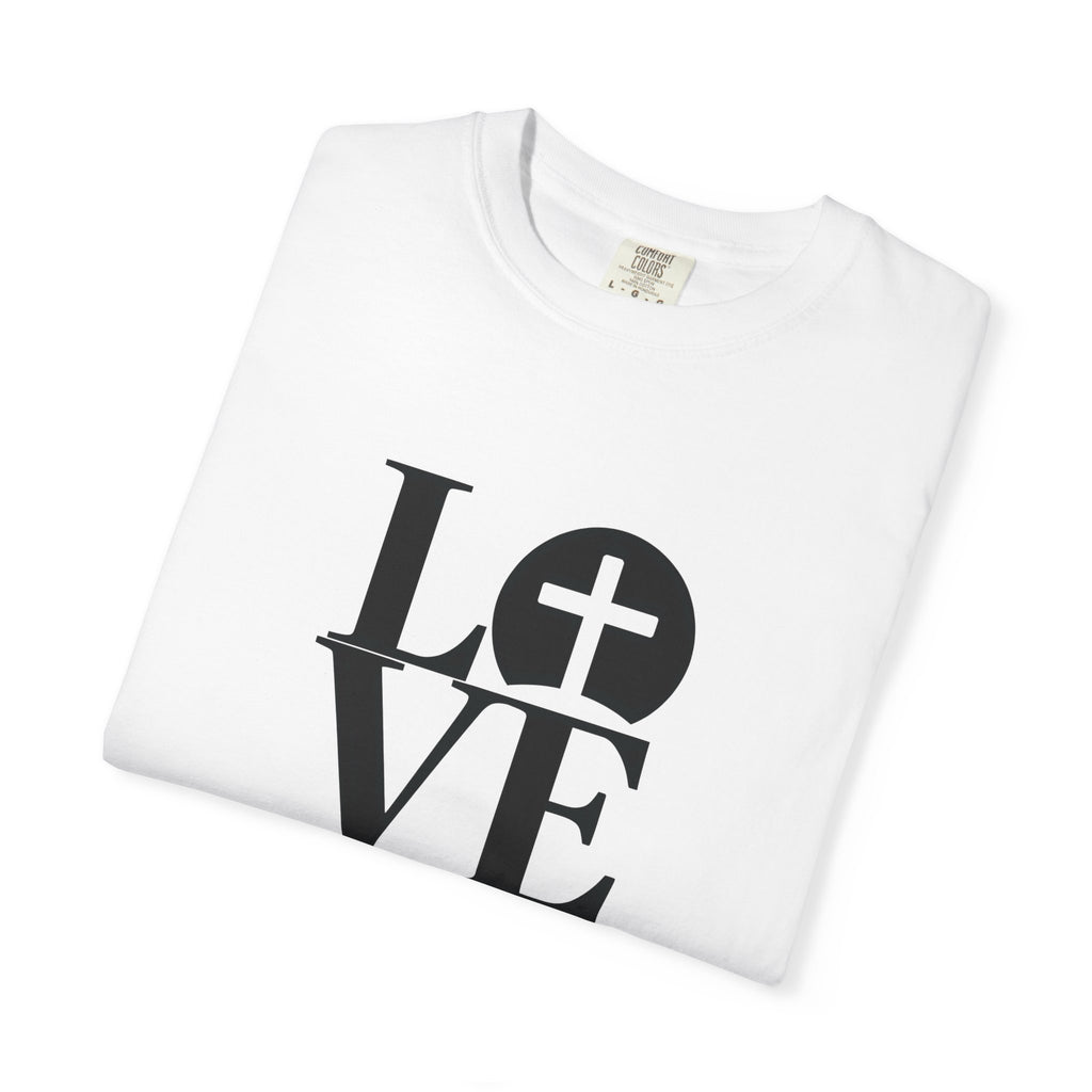 LOVE Cross Christian T-Shirt | Comfort Colors Faith-Based Unisex Tee (S–4XL) | Jesus is Love Shirt