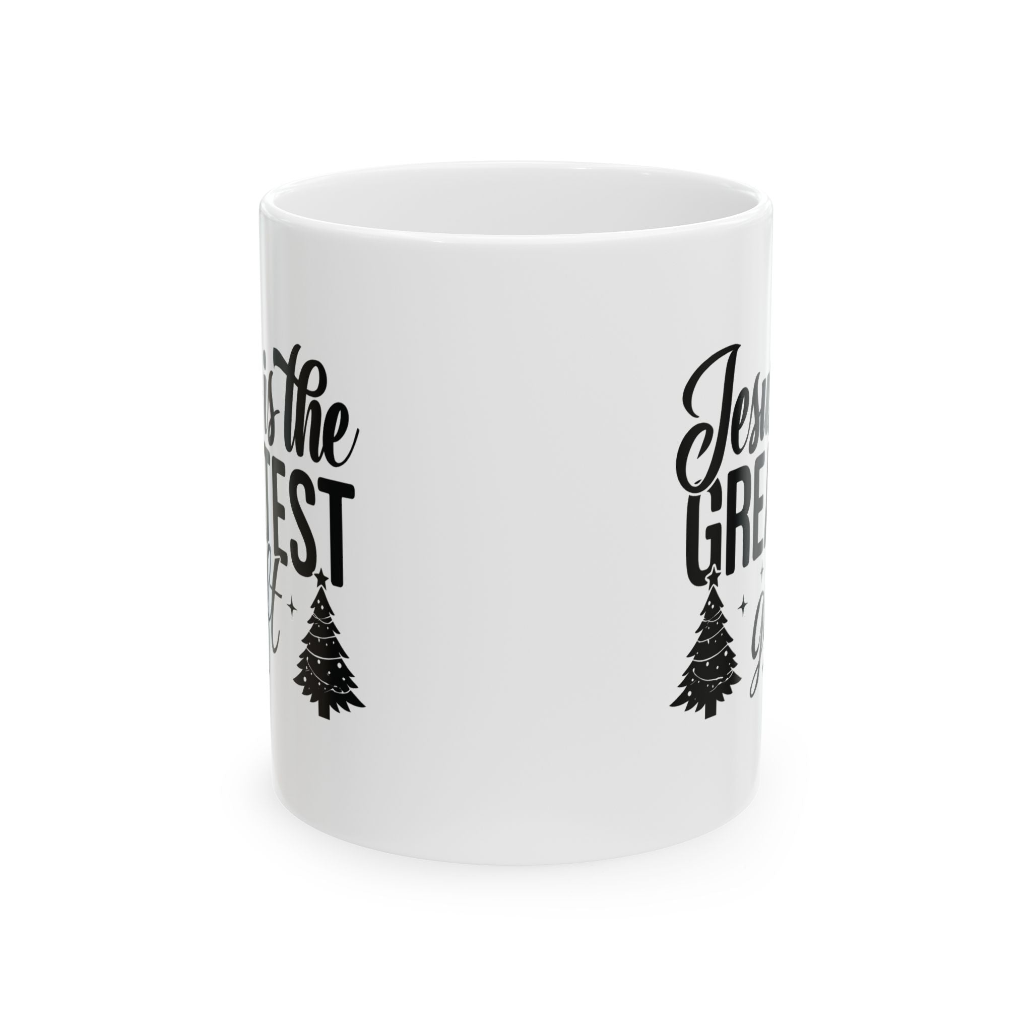 Jesus is the Greatest Gift Christian Winter Coffee Mug | Christmas Pine Design | Ceramic Christmas Mug Gift | 11oz 15oz