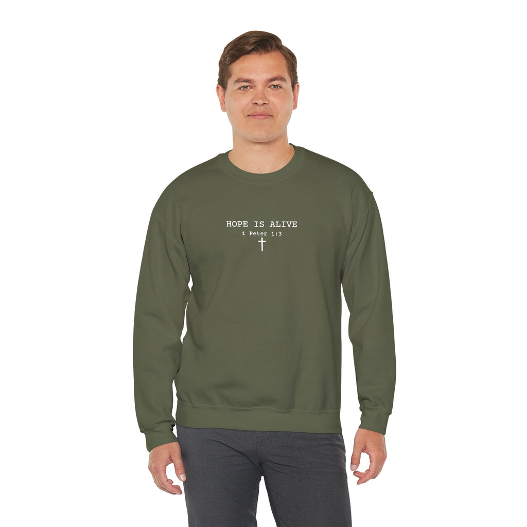 Hope is Alive Embroidered Gildan Unisex Crewneck Sweatshirt | Christian Gift |
