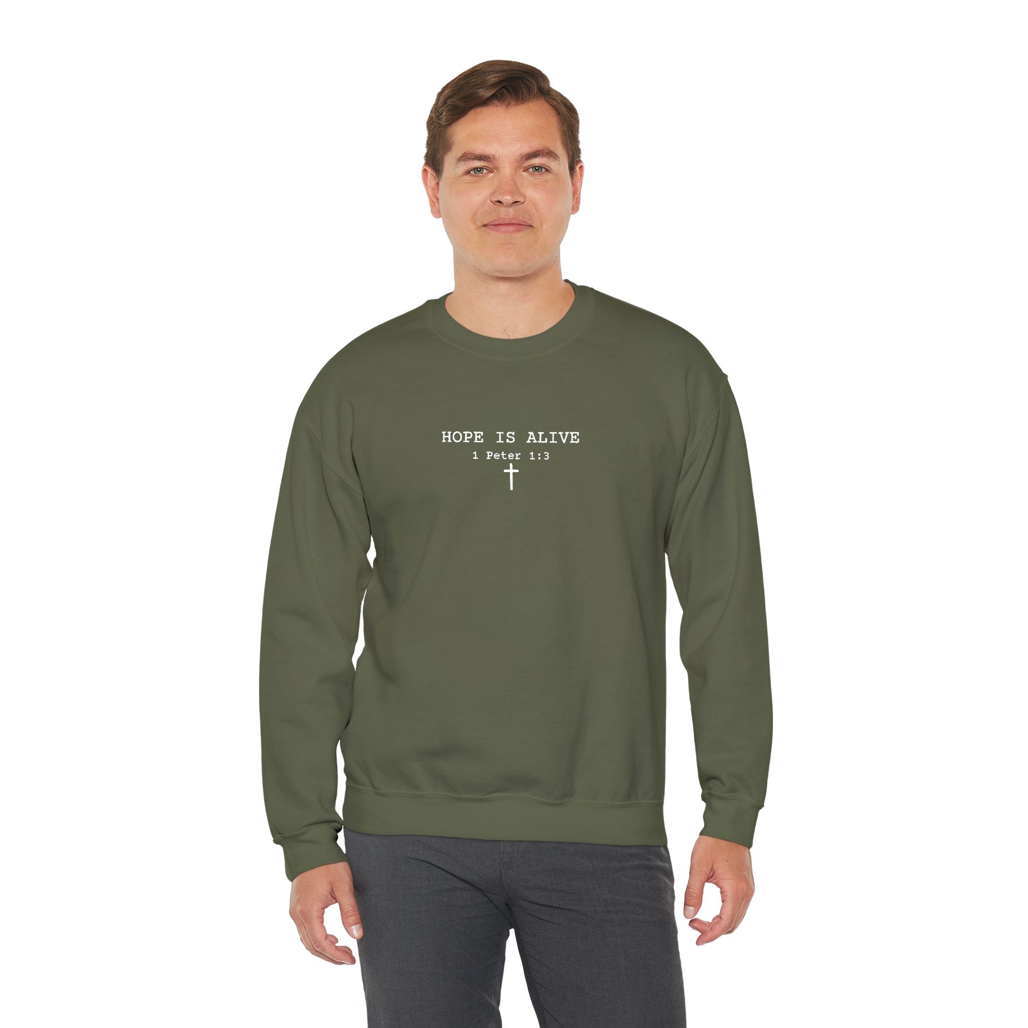 Hope is Alive Embroidered Gildan Unisex Crewneck Sweatshirt | Christian Gift |