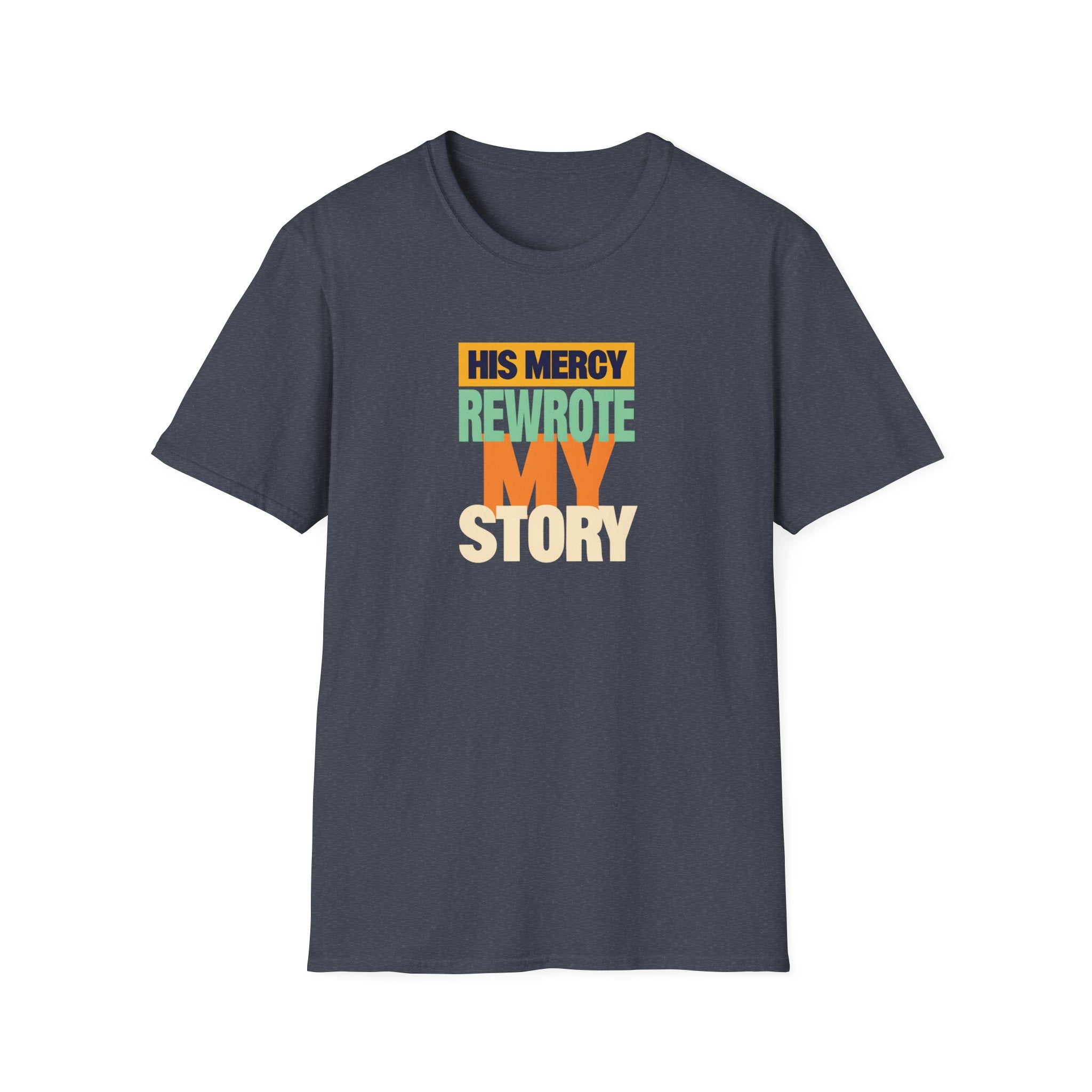 His Mercy Rewrote My Story Christian Gildan T-Shirt Unisex Softstyle Religious Tee Gift