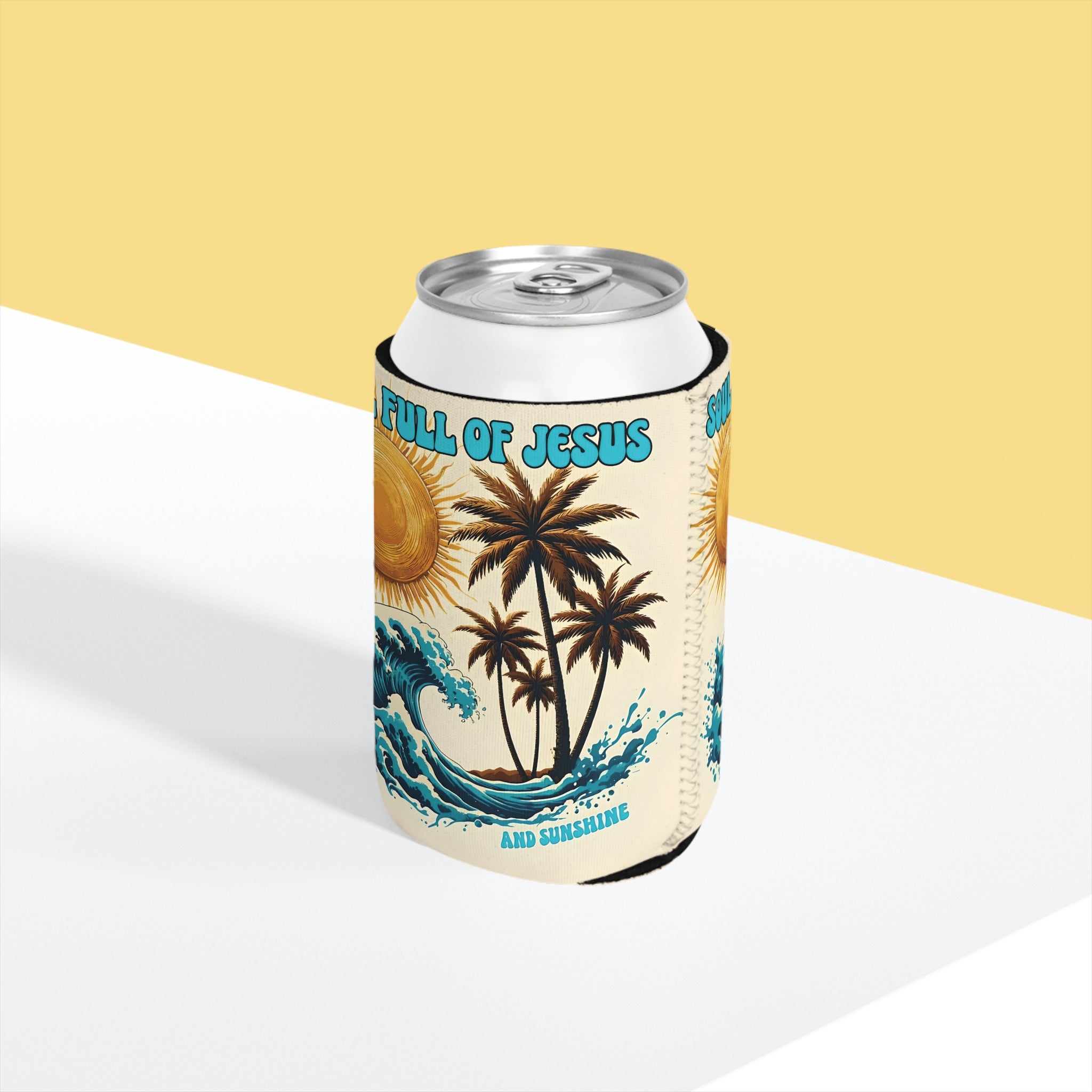 Christian Can Cooler Sleeve | Soul Full of Jesus and Sunshine | Cute Faith-Based Summer Gift