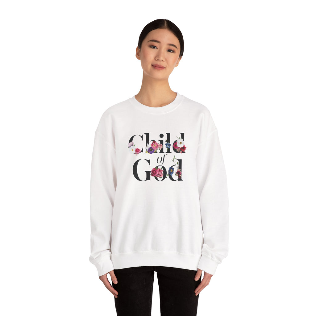 Child of God Floral Christian Gildan Crewneck Sweatshirt | Faith Inspirational Gift