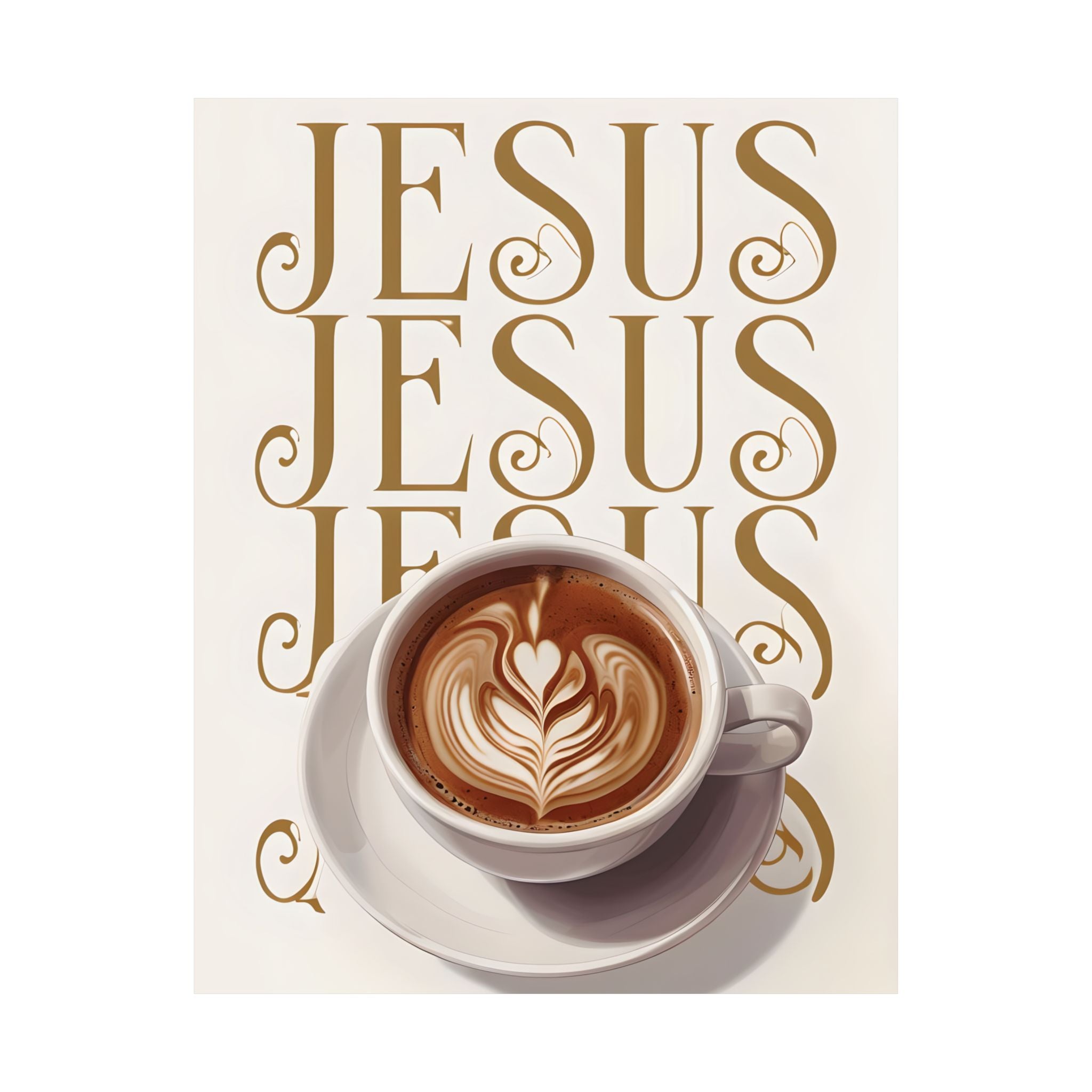 Jesus + Coffee Christian Wall Art Poster | Jesus Coffee Print | Faith Kitchen Decor Matte Poster