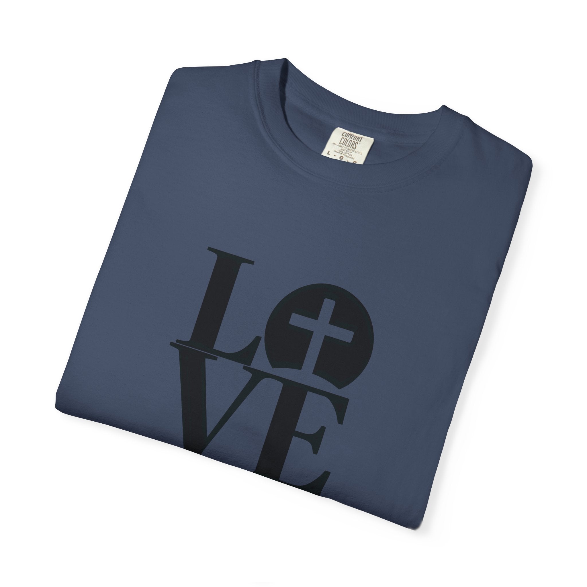 LOVE Cross Christian T-Shirt | Comfort Colors Faith-Based Unisex Tee (S–4XL) | Jesus is Love Shirt