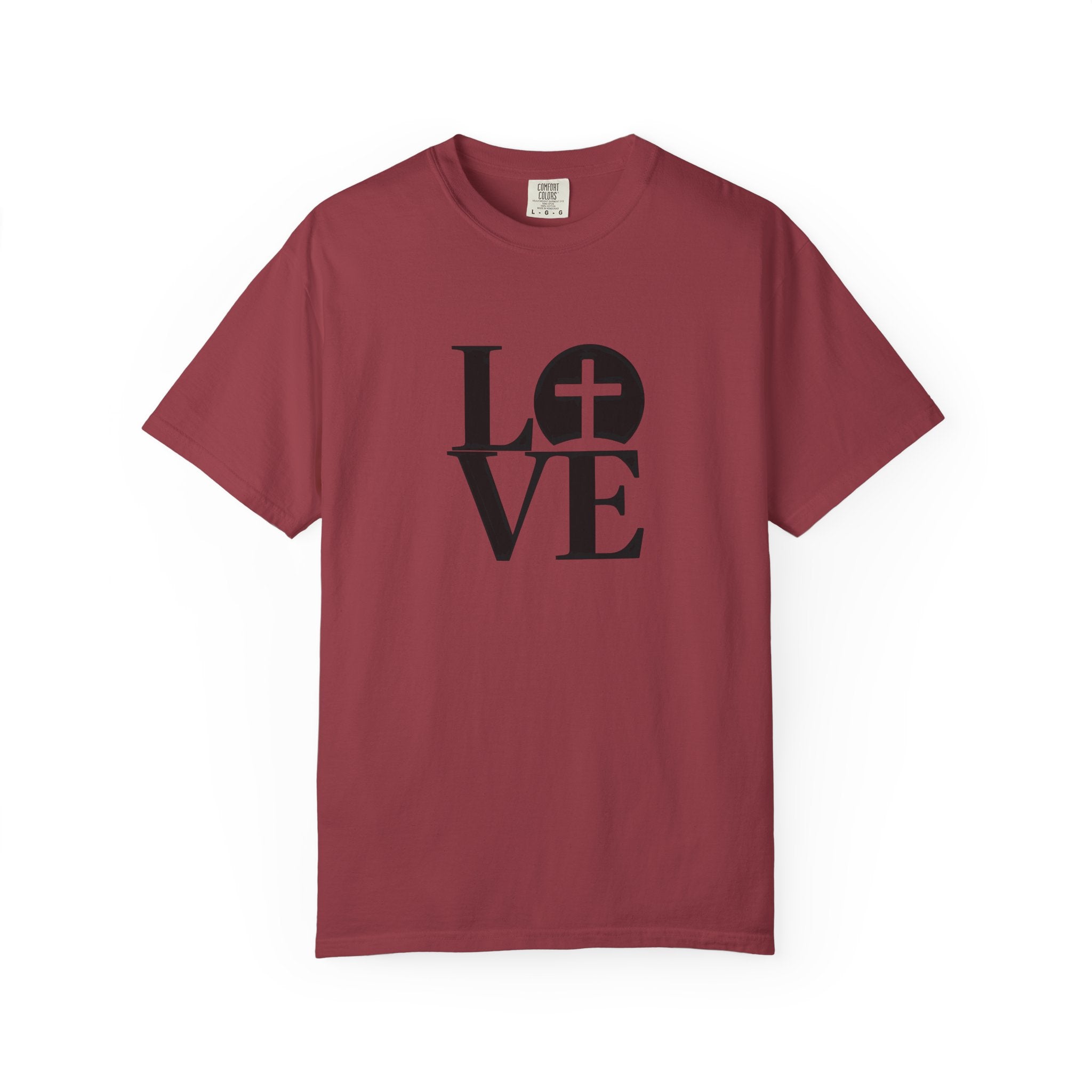 LOVE Cross Christian T-Shirt | Comfort Colors Faith-Based Unisex Tee (S–4XL) | Jesus is Love Shirt