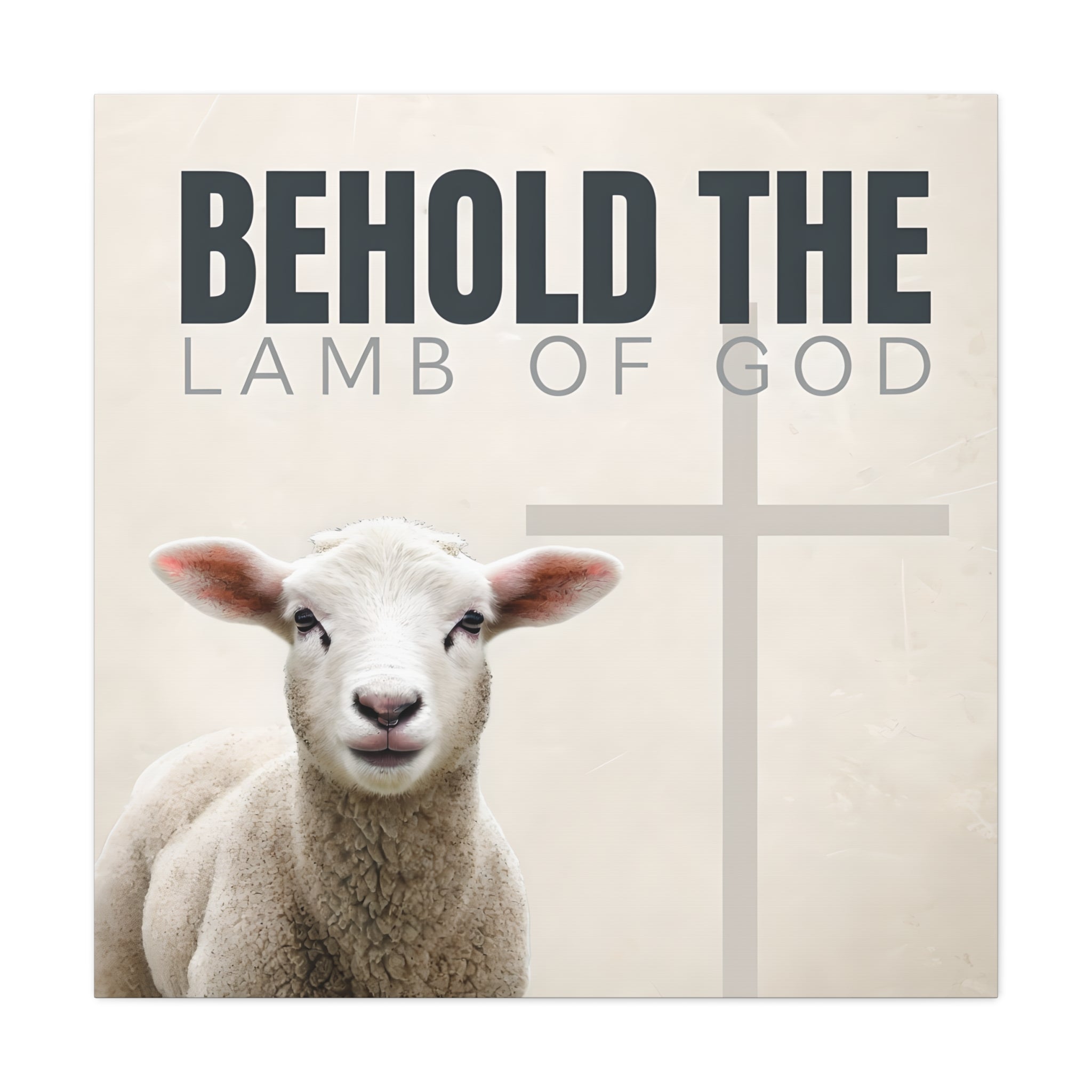 Behold the Lamb of God Canvas – Christian Wall Art with Lamb & Cross Design (Multiple Sizes)