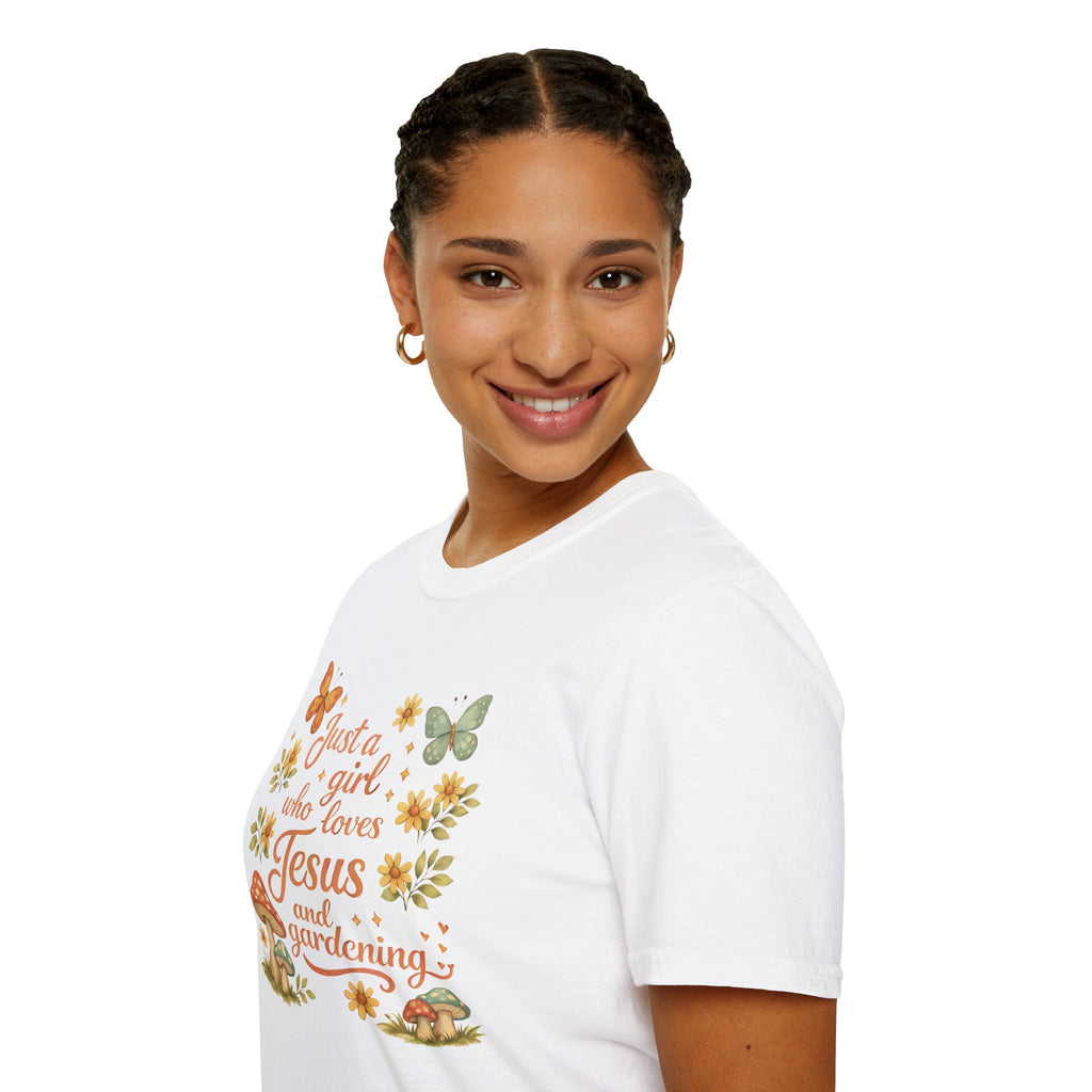Just A Girl Who Loves Jesus and Gardening Gildan Unisex Tshirt | Christian Gardening T-Shirt | Faith Shirt | Cotton Tee