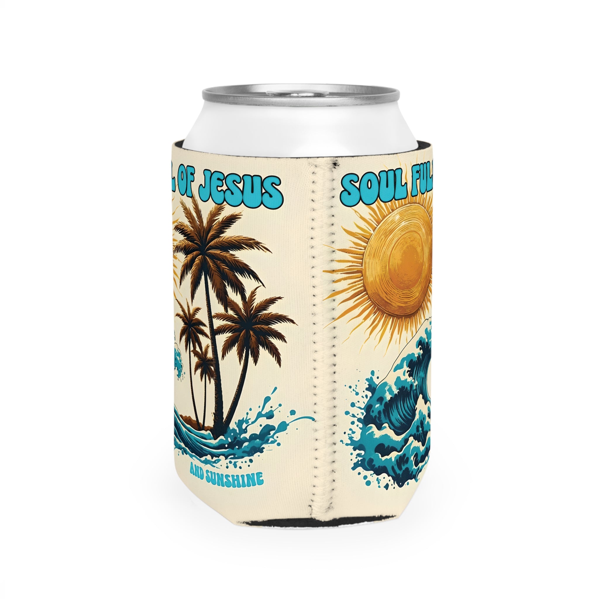 Christian Can Cooler Sleeve | Soul Full of Jesus and Sunshine | Cute Faith-Based Summer Gift