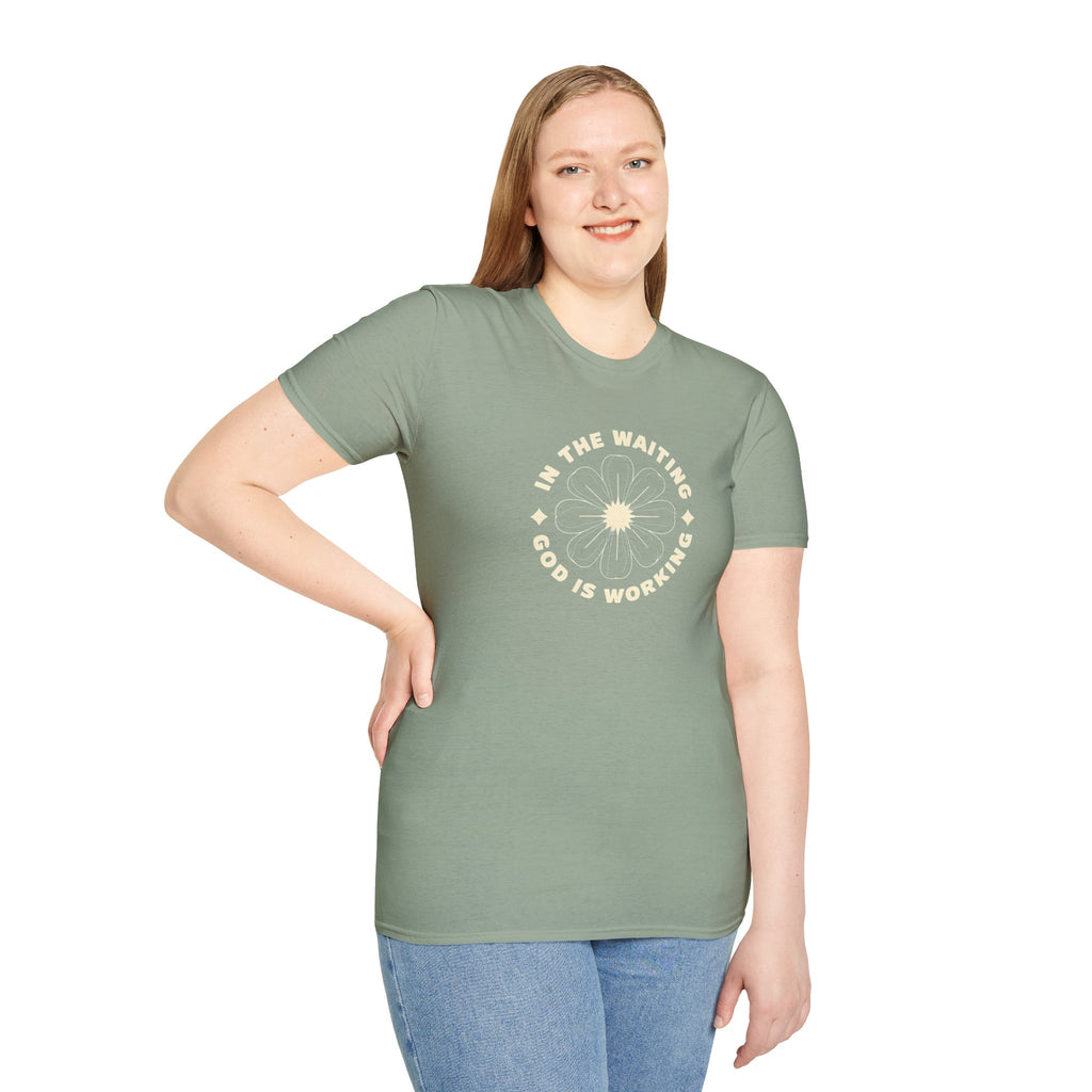 In the Waiting God Is Working Christian Gildan Unisex T-shirt | Women’s Faith Graphic Tee