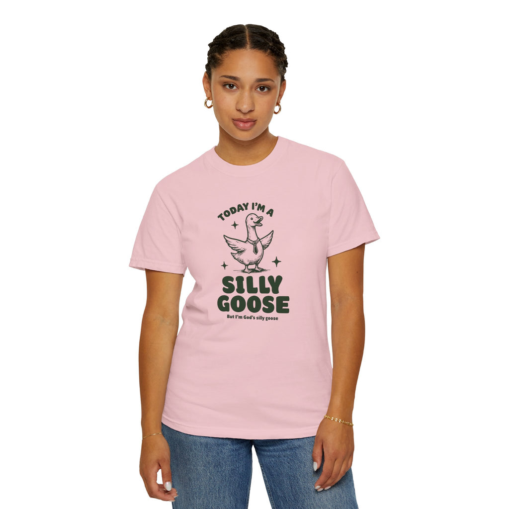 God’s Silly Goose with tie Christian T-Shirt | Graphic Tee | Unisex Garment Dyed Cotton Top S-4XL