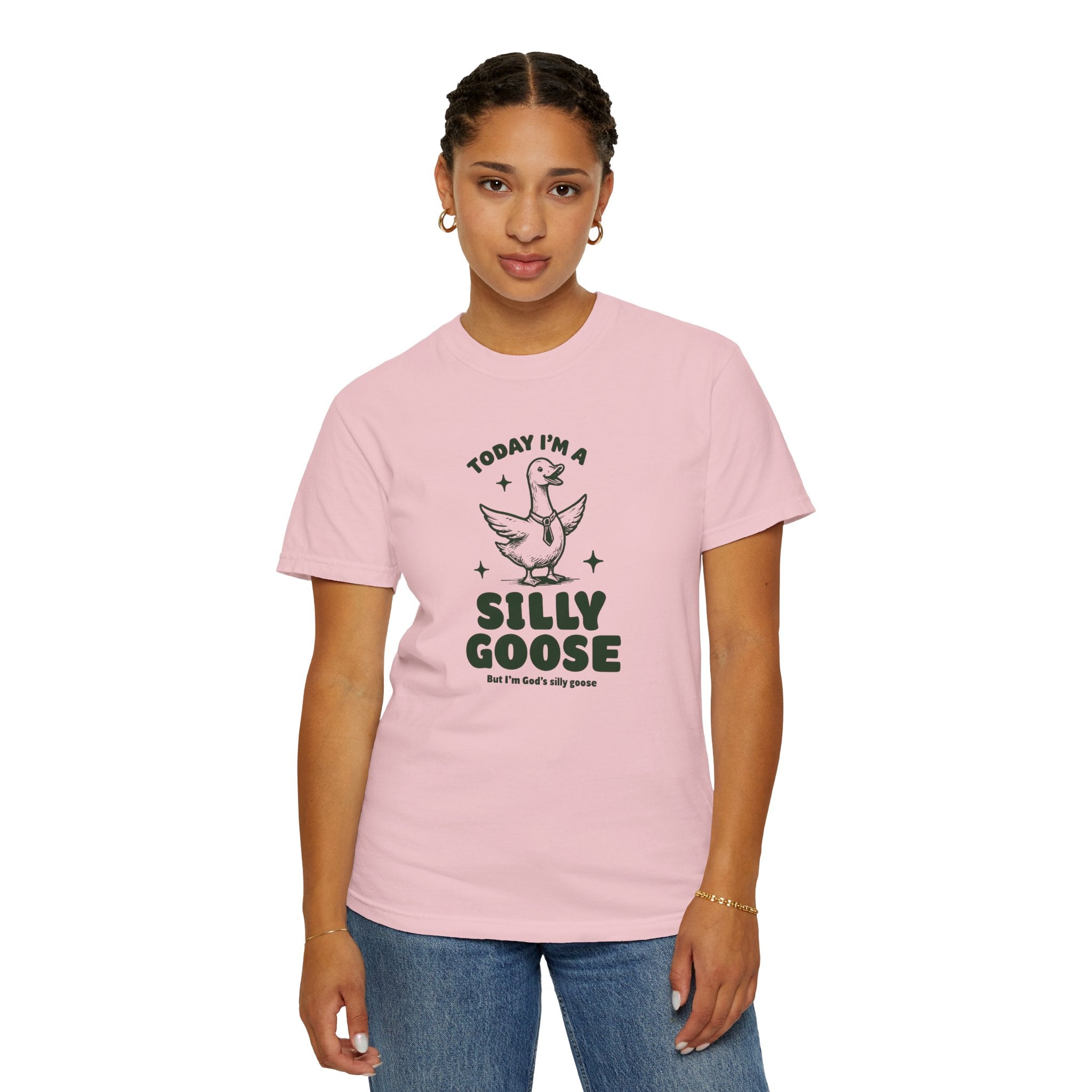 God’s Silly Goose with tie Christian T-Shirt | Graphic Tee | Unisex Garment Dyed Cotton Top S-4XL